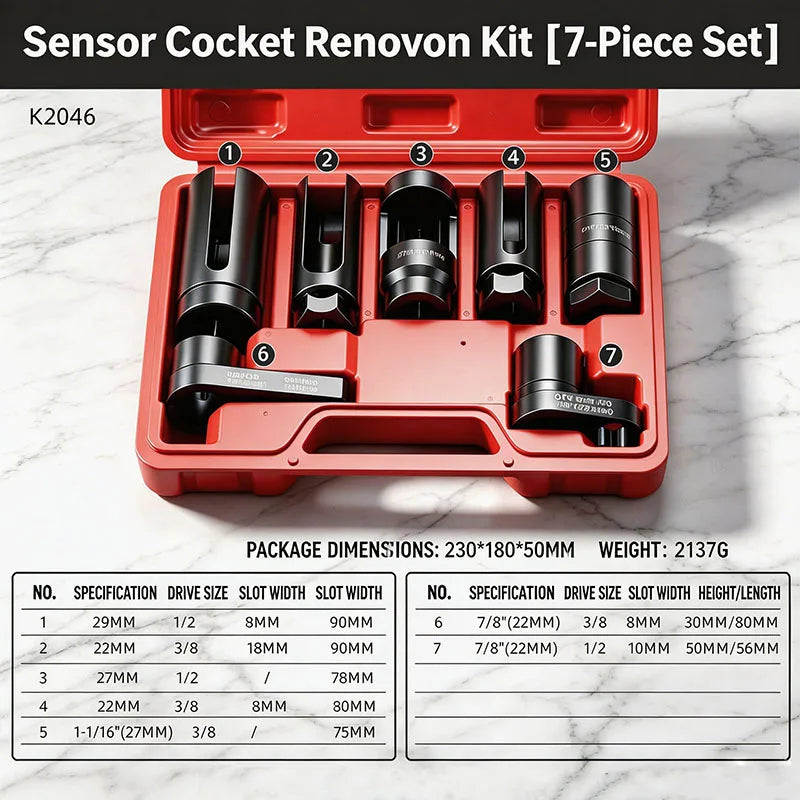 Universal Oxygen Sensor Socket Set for Automotive Removal and Installation