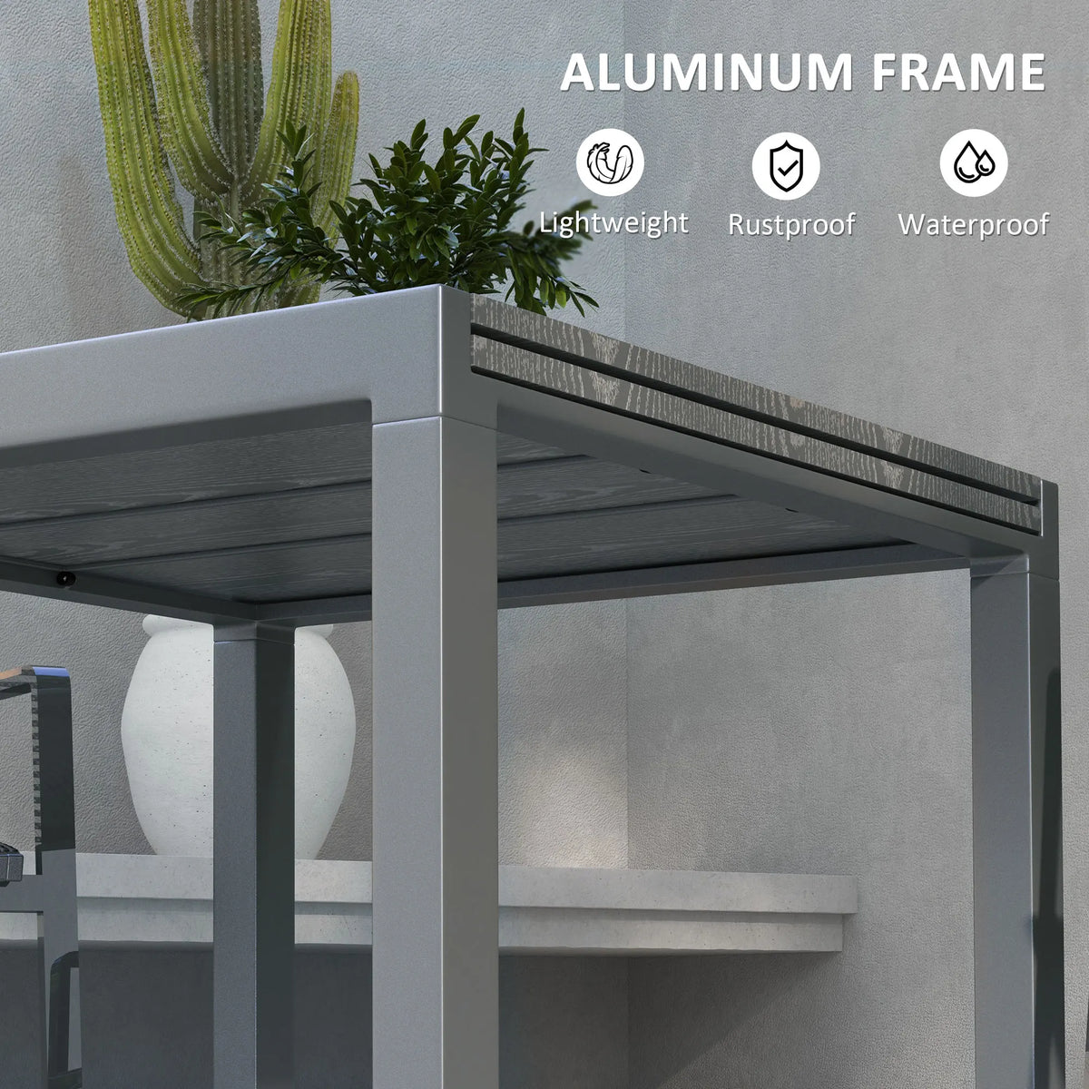 Outsunny Extendable Aluminum Outdoor Dining Table for Patio Gatherings