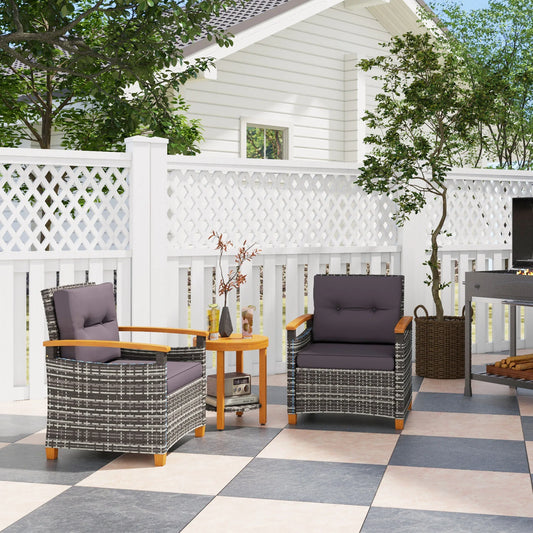 Outsunny Wicker Patio Bistro Set With Cushions For Outdoor Relaxing