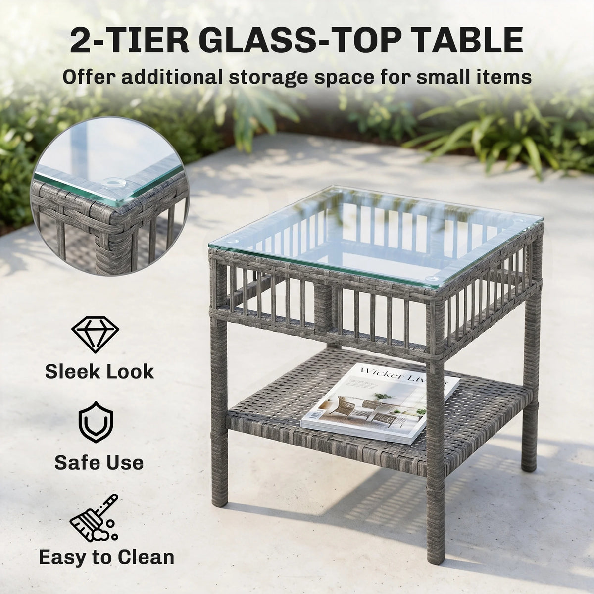 Outsunny Outdoor Rattan Rocking Chair Bistro Set With Table
