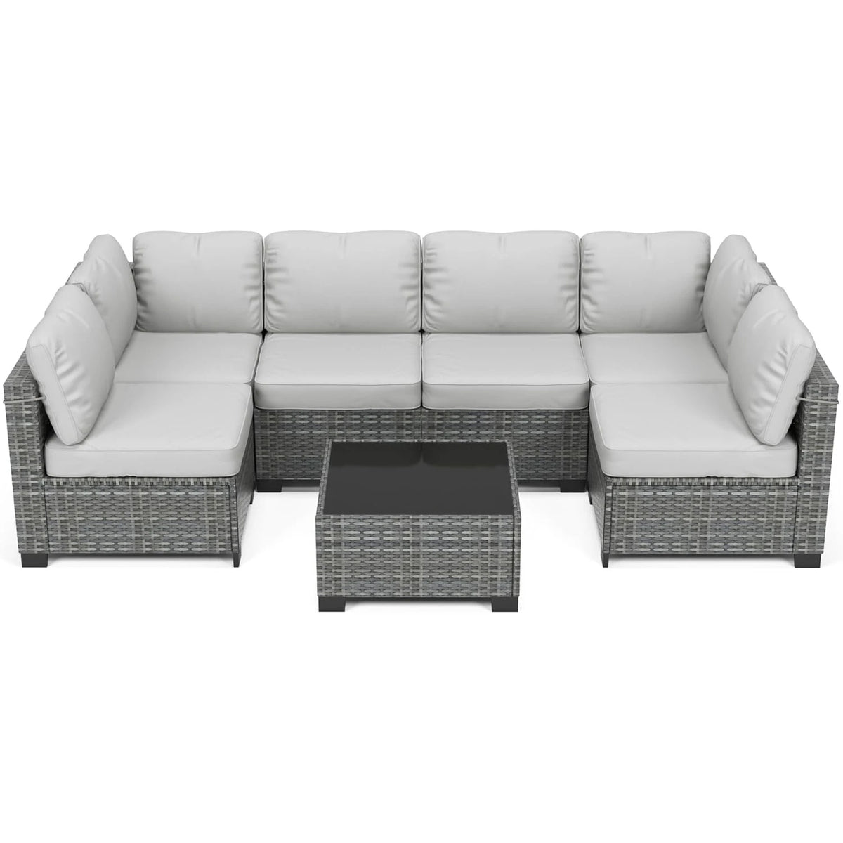 HiMISS Modular PE Rattan Outdoor Sectional Conversation Sofa Set for Garden