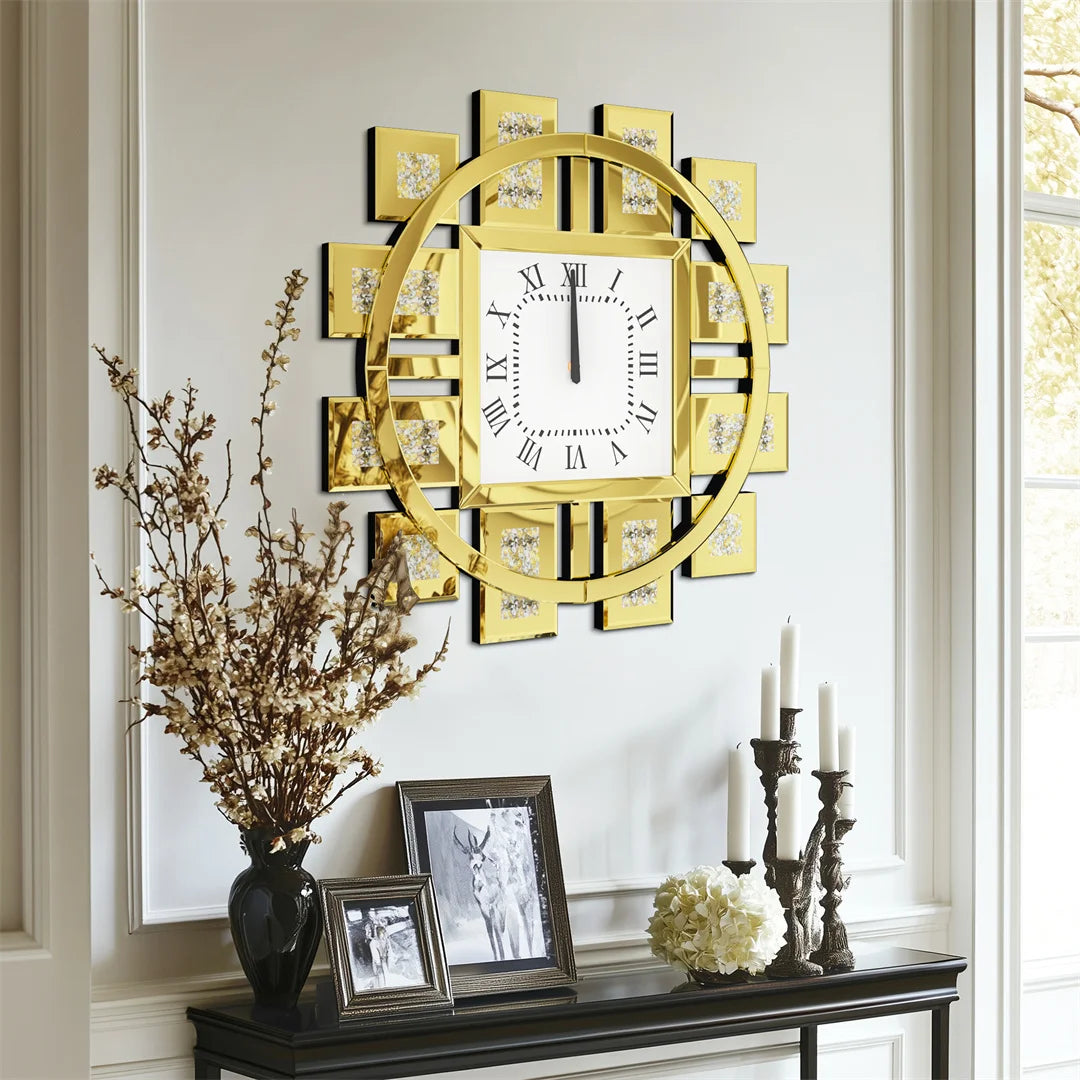 Decorative Crystal Inlay Wall Clock Battery Operated