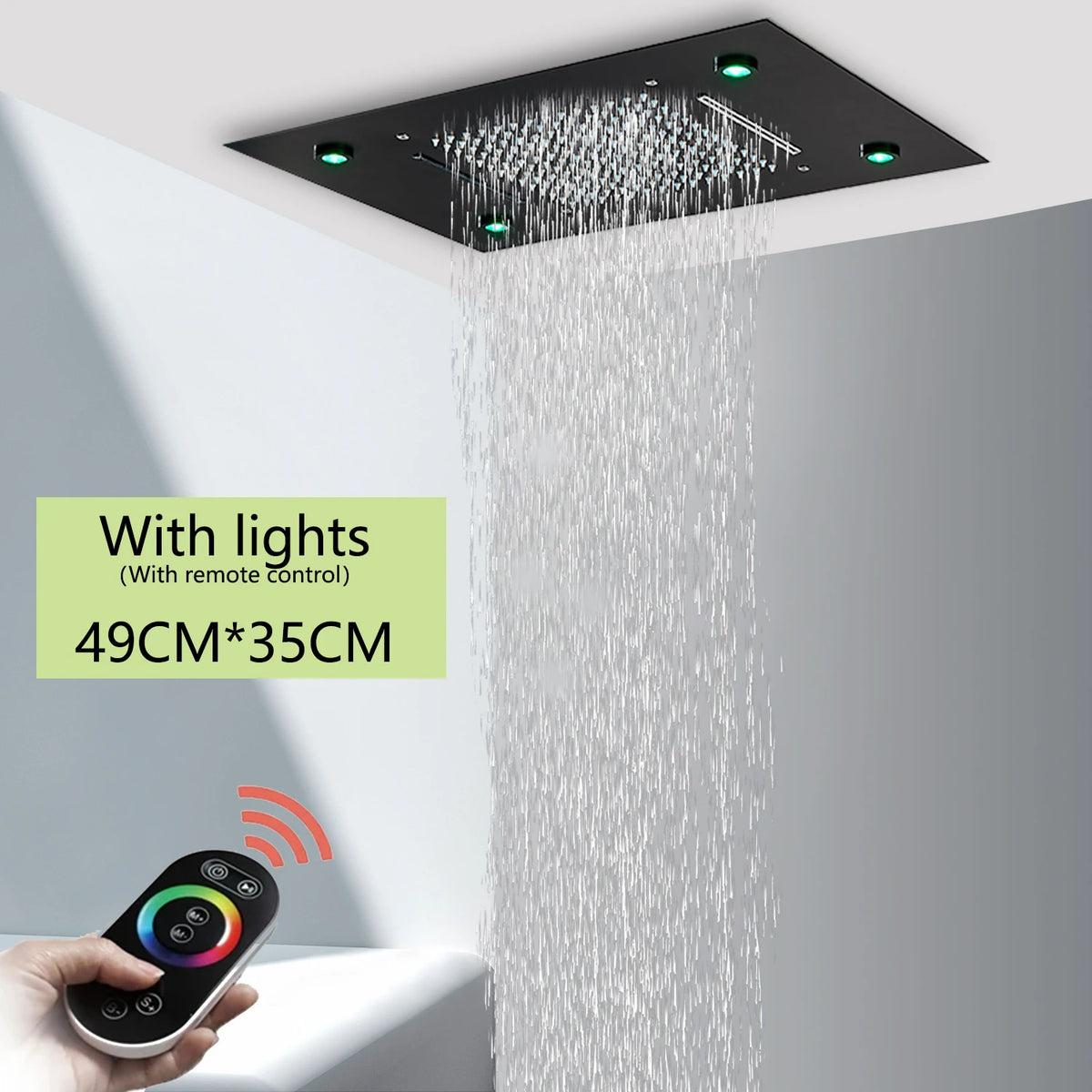 Wanmivezlo LED Rainfall Shower Head With Remote Control