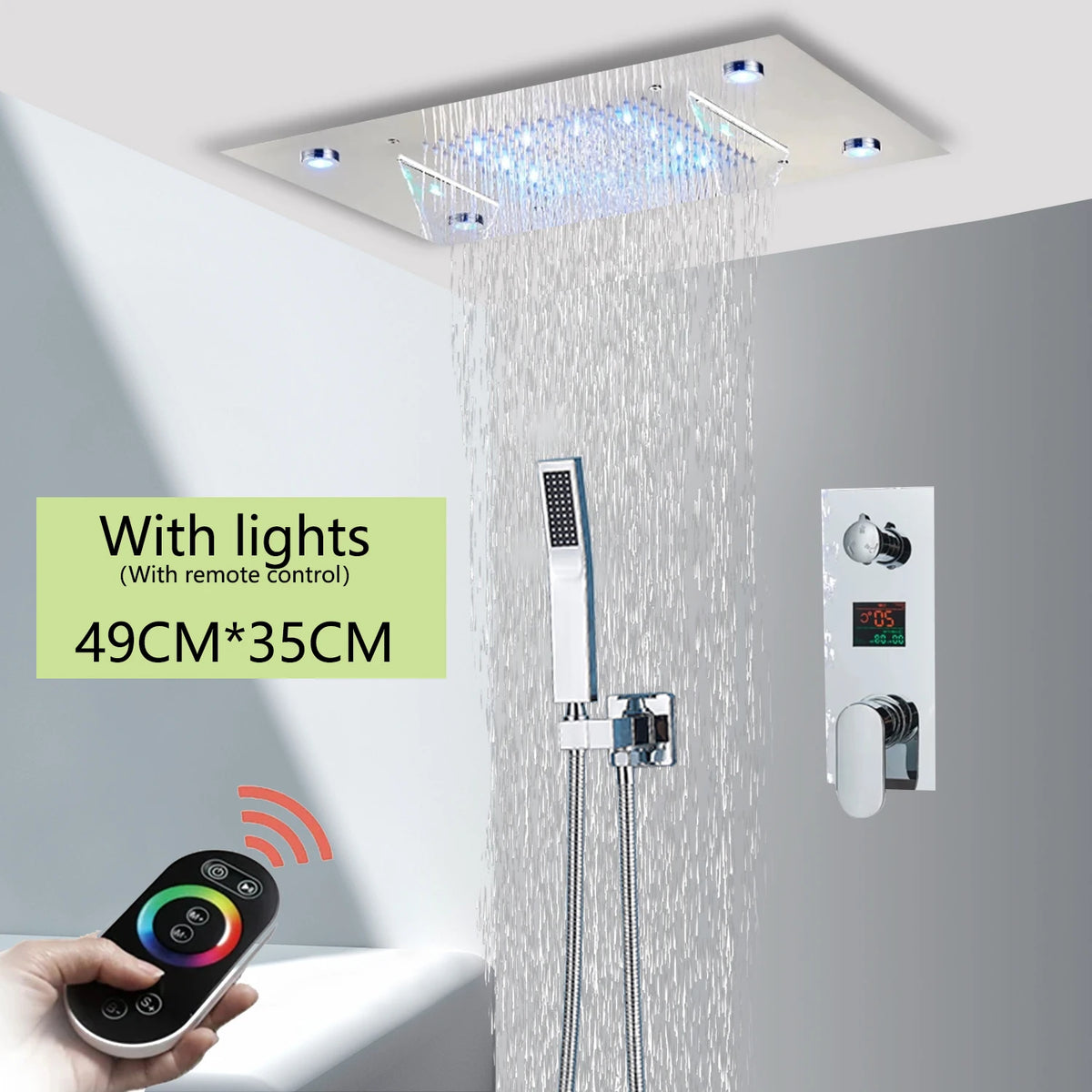 Wanmivezlo LED Rainfall Shower Head With Remote Control