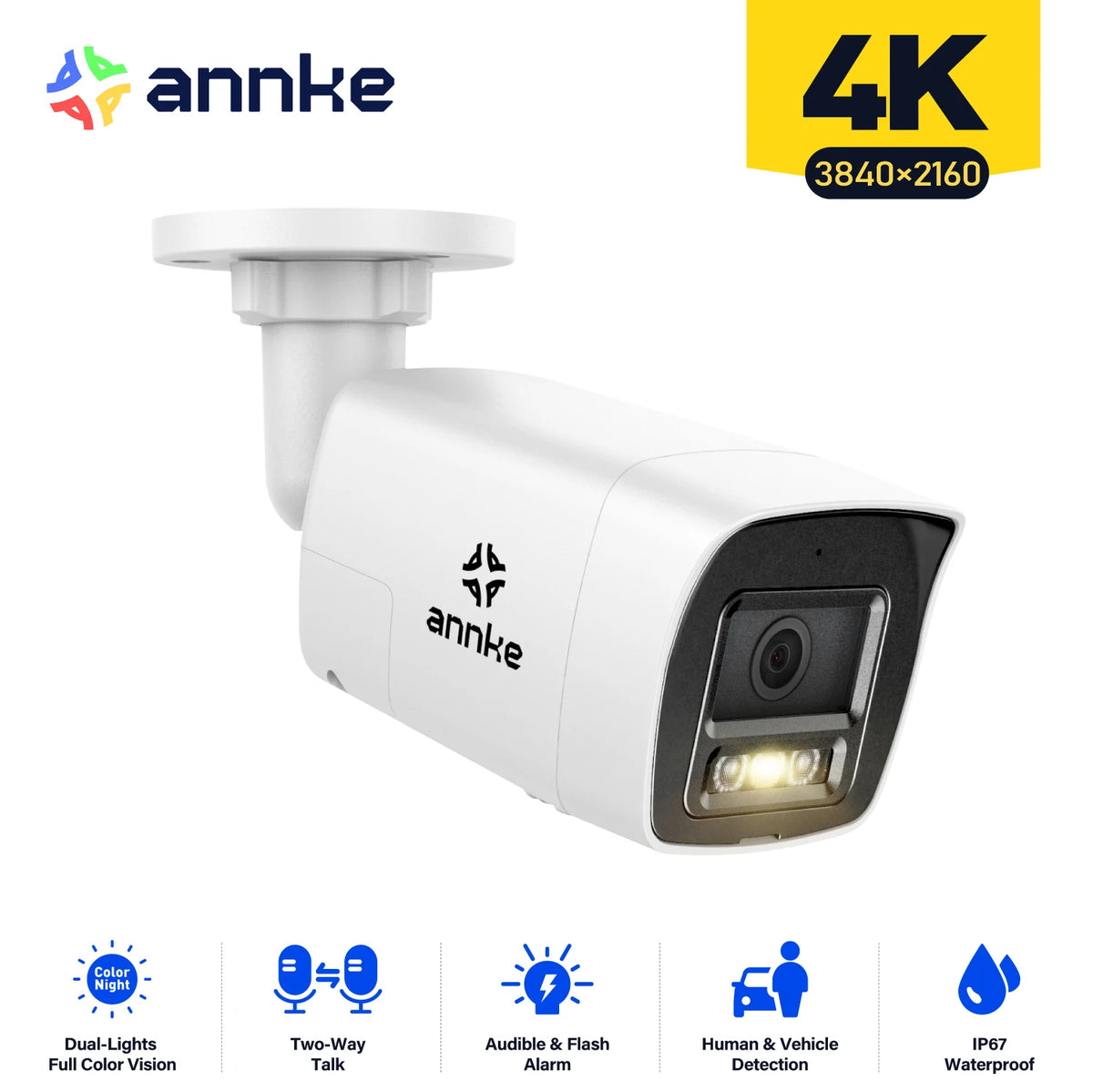 ANNKE AI Human Detection Dual Light PoE Bullet Security Camera