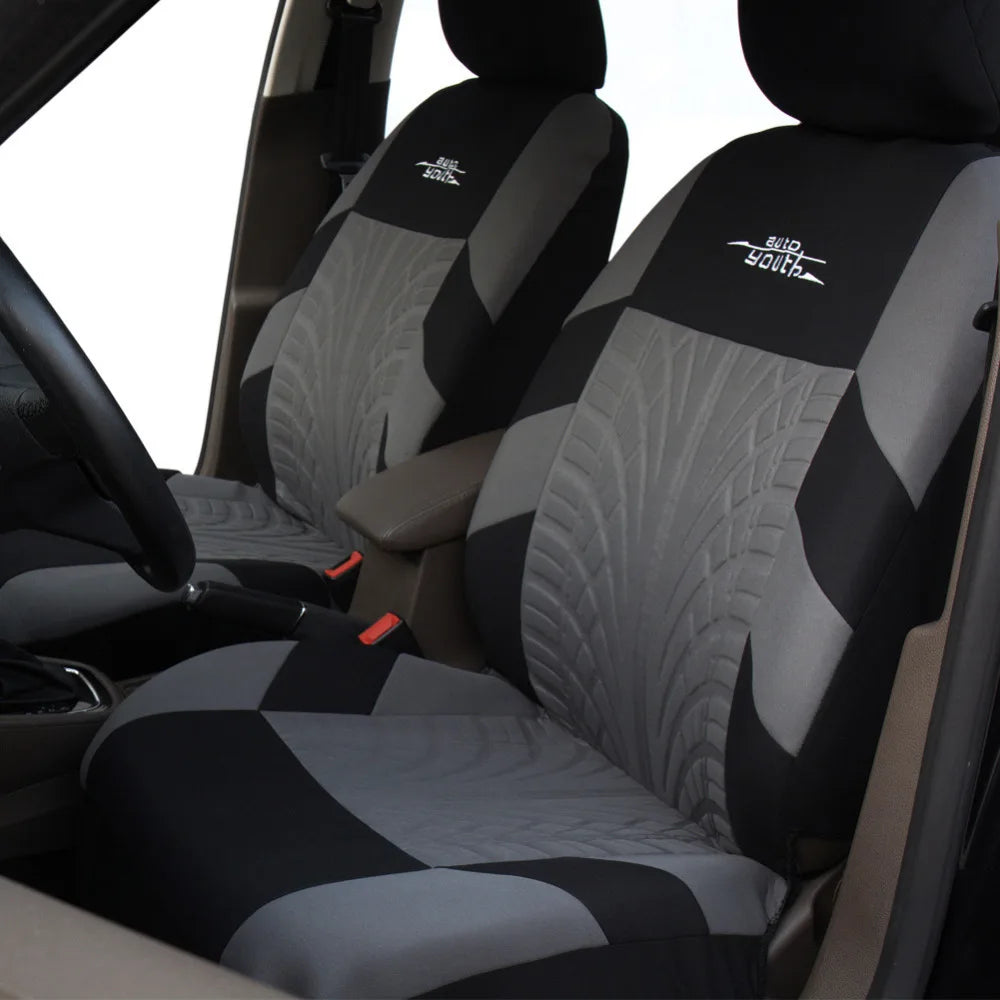 AUTOYOUTH Embroidered Tire Track Universal Car Seat Covers