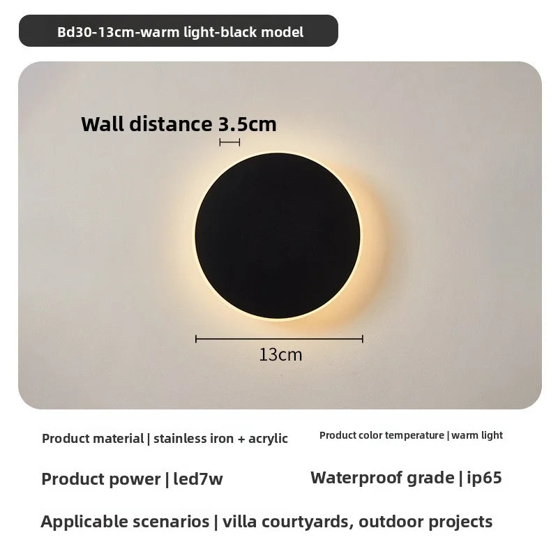 Round LED Wall Light IP65 Waterproof LED Outdoor Wall Lamp Corridor Entrance Porch Bedroom Exterior Decoration Lighting