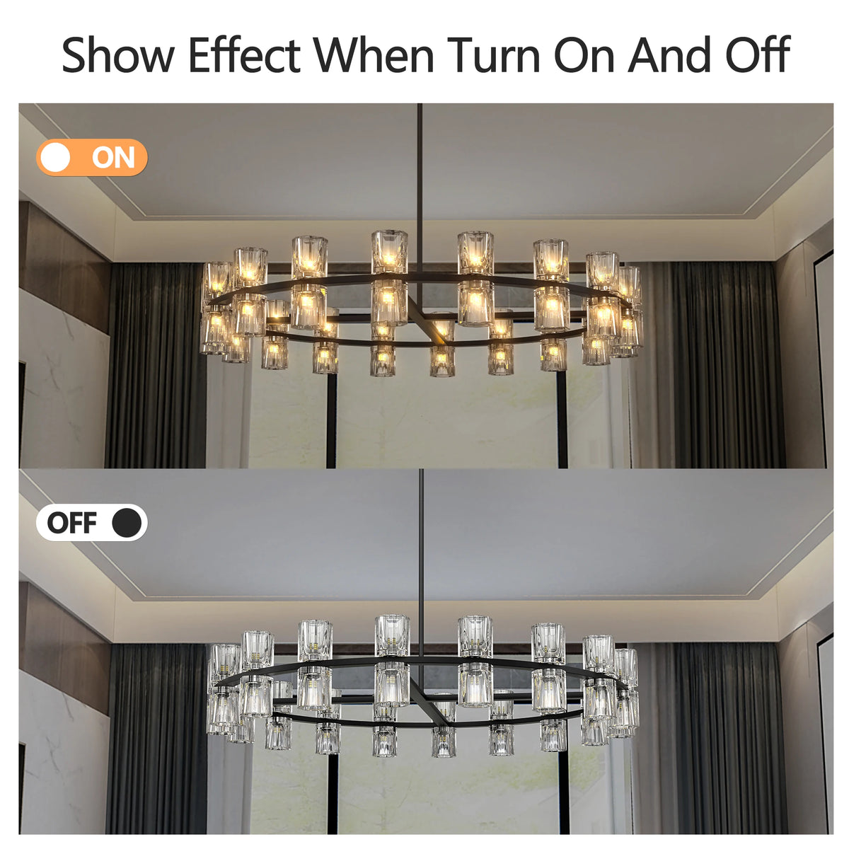 ZHIKEA Modern Crystal Pendant Light LED Ceiling Fixture