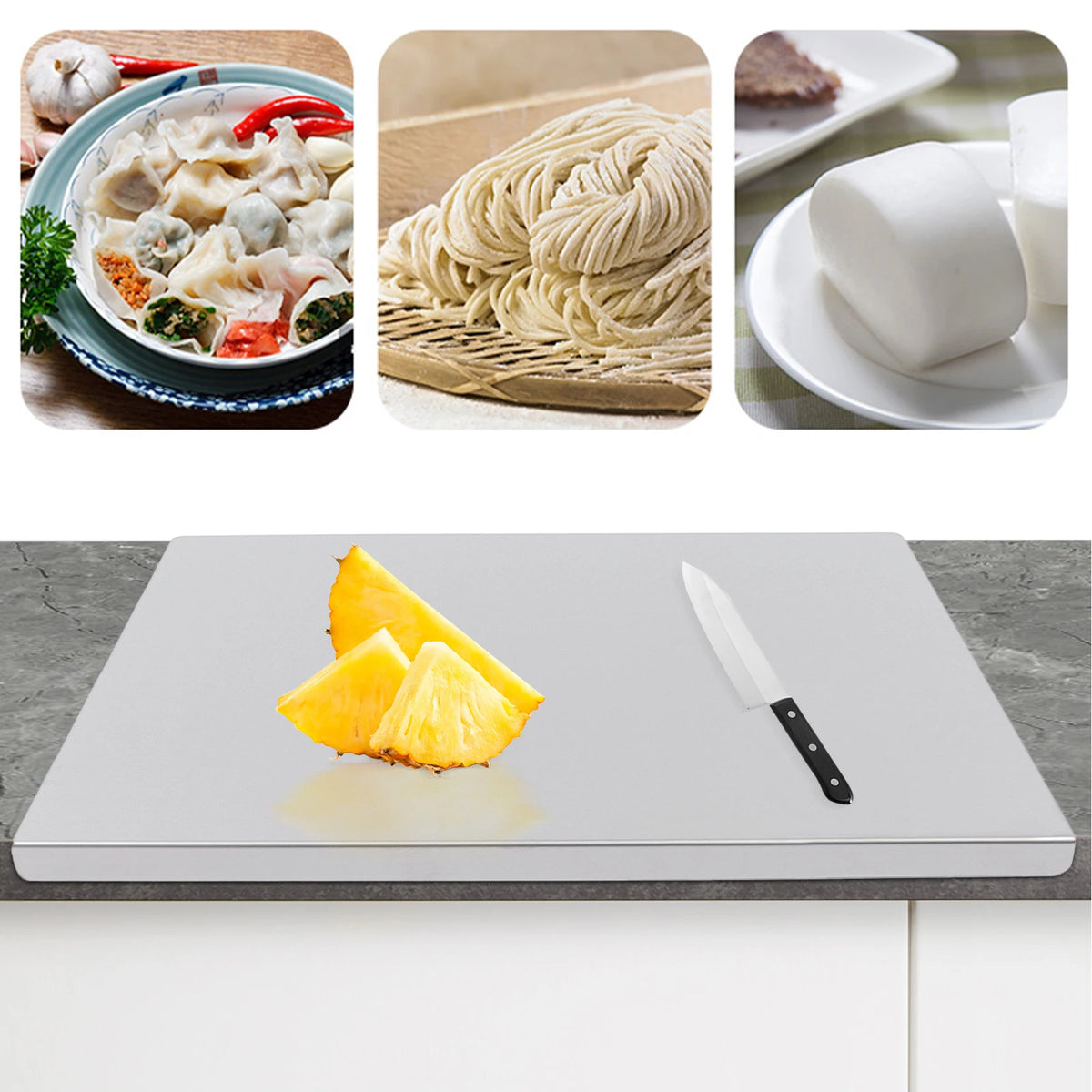 Stainless Steel Chopping Board With Folded Edge For Kitchen Prep