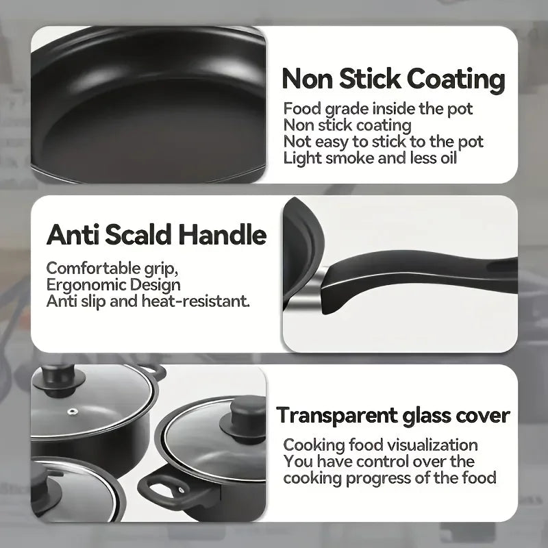 AEHOME Stainless Steel Nonstick Cookware Set For Kitchen And Camping