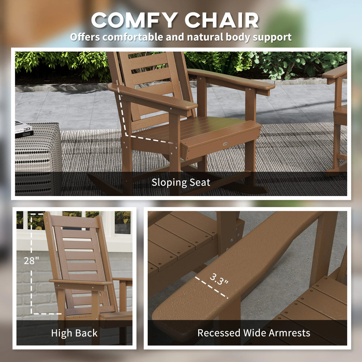 Outsunny Outdoor Rocking Chairs Set For Patio Garden Relaxation