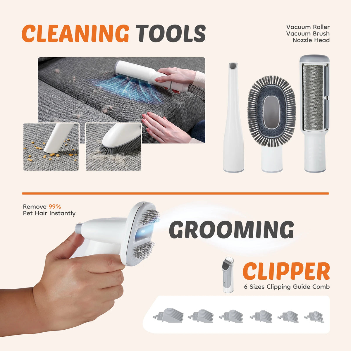 Pet Grooming Vacuum Kit With Cordless Clippers And Groomer Tools