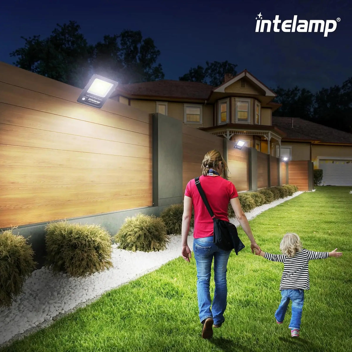 Intelamp Solar Security Light With Dual Motion Sensors
