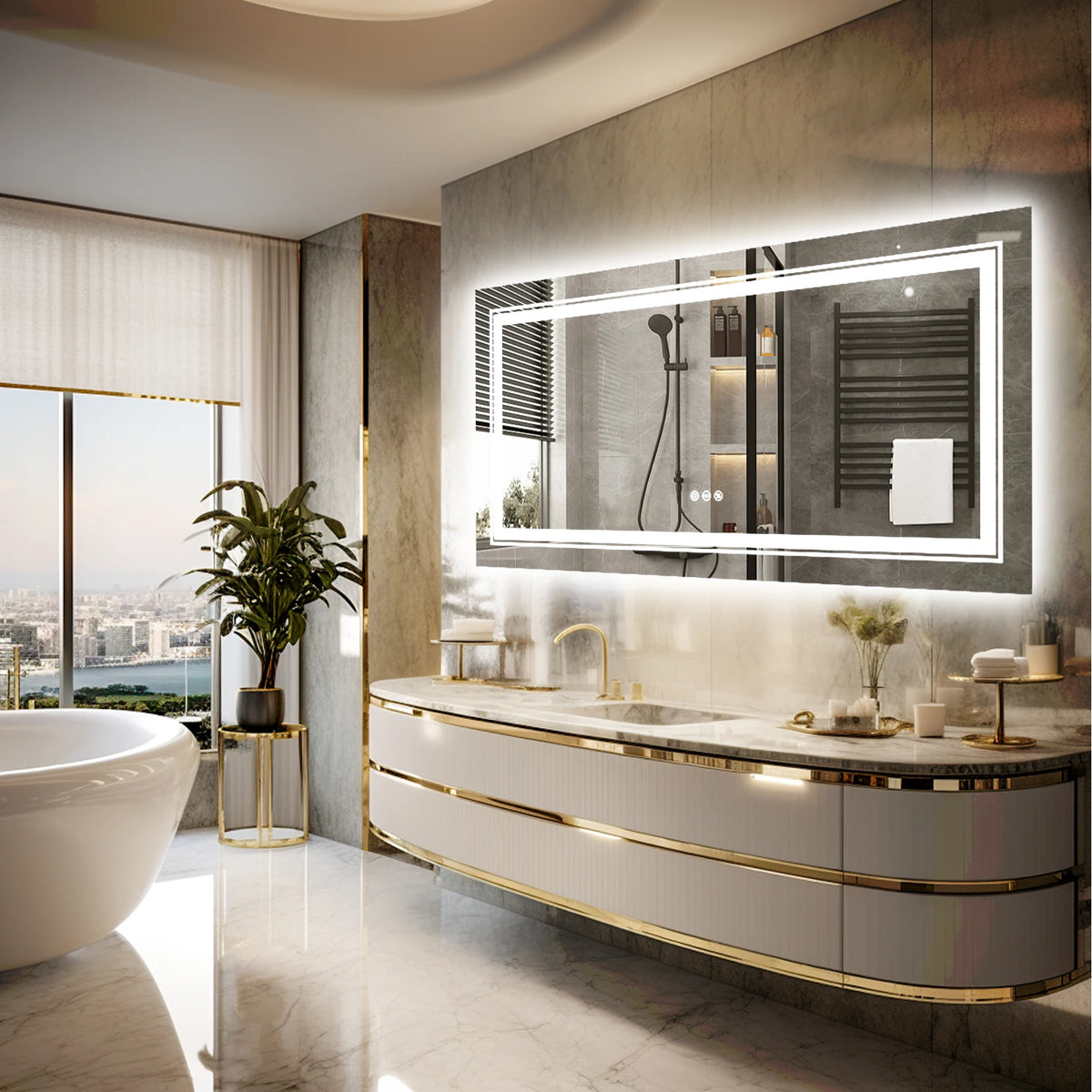 Wisfor Lighted Bathroom Vanity Mirror With Dimmable Anti Fog Lighting