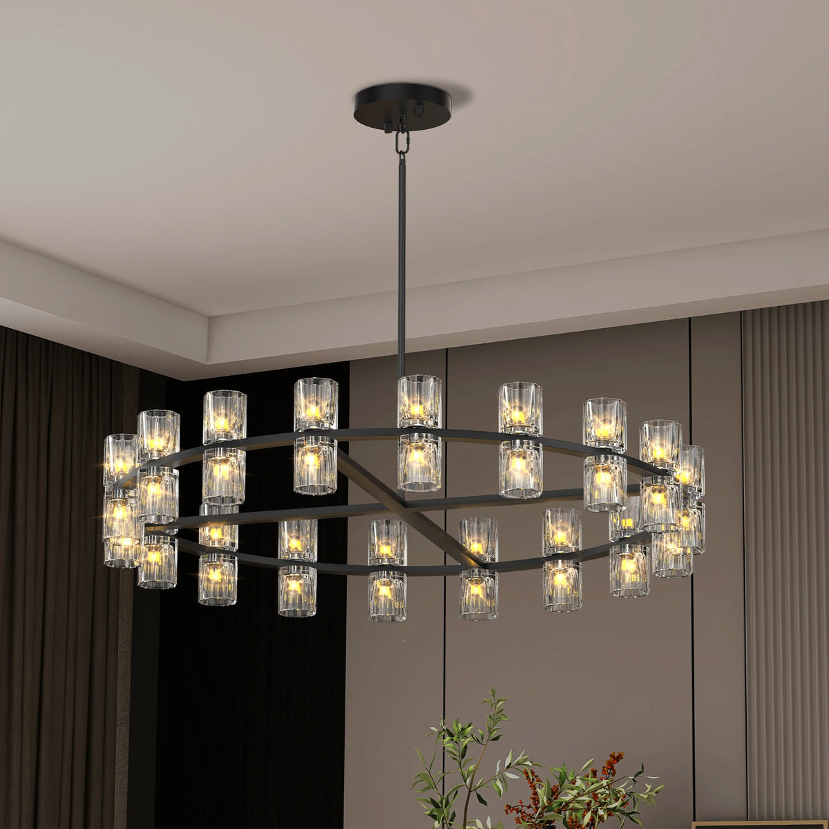 ZHIKEA Modern Crystal Pendant Light LED Ceiling Fixture