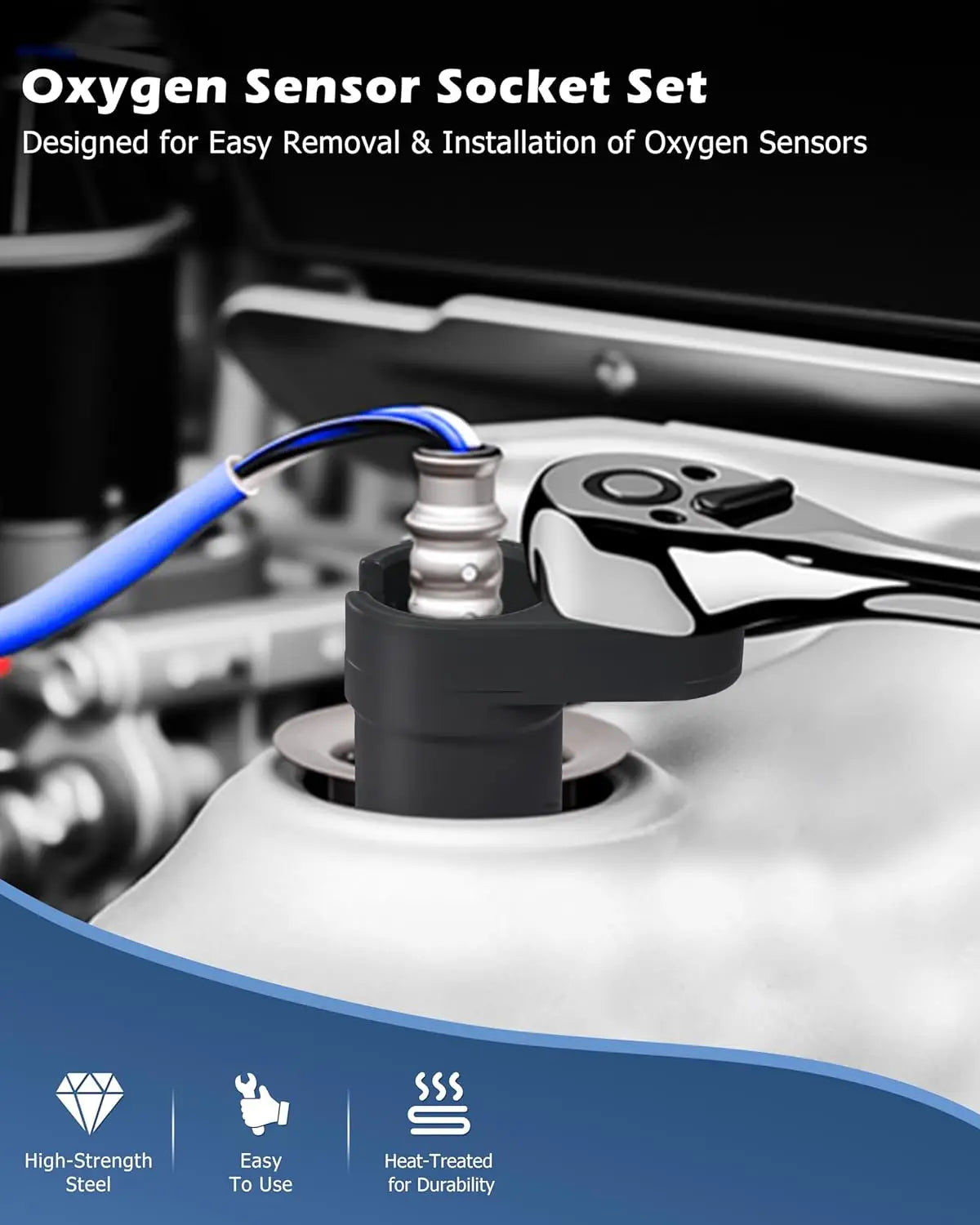 Universal Oxygen Sensor Socket Set for Automotive Removal and Installation
