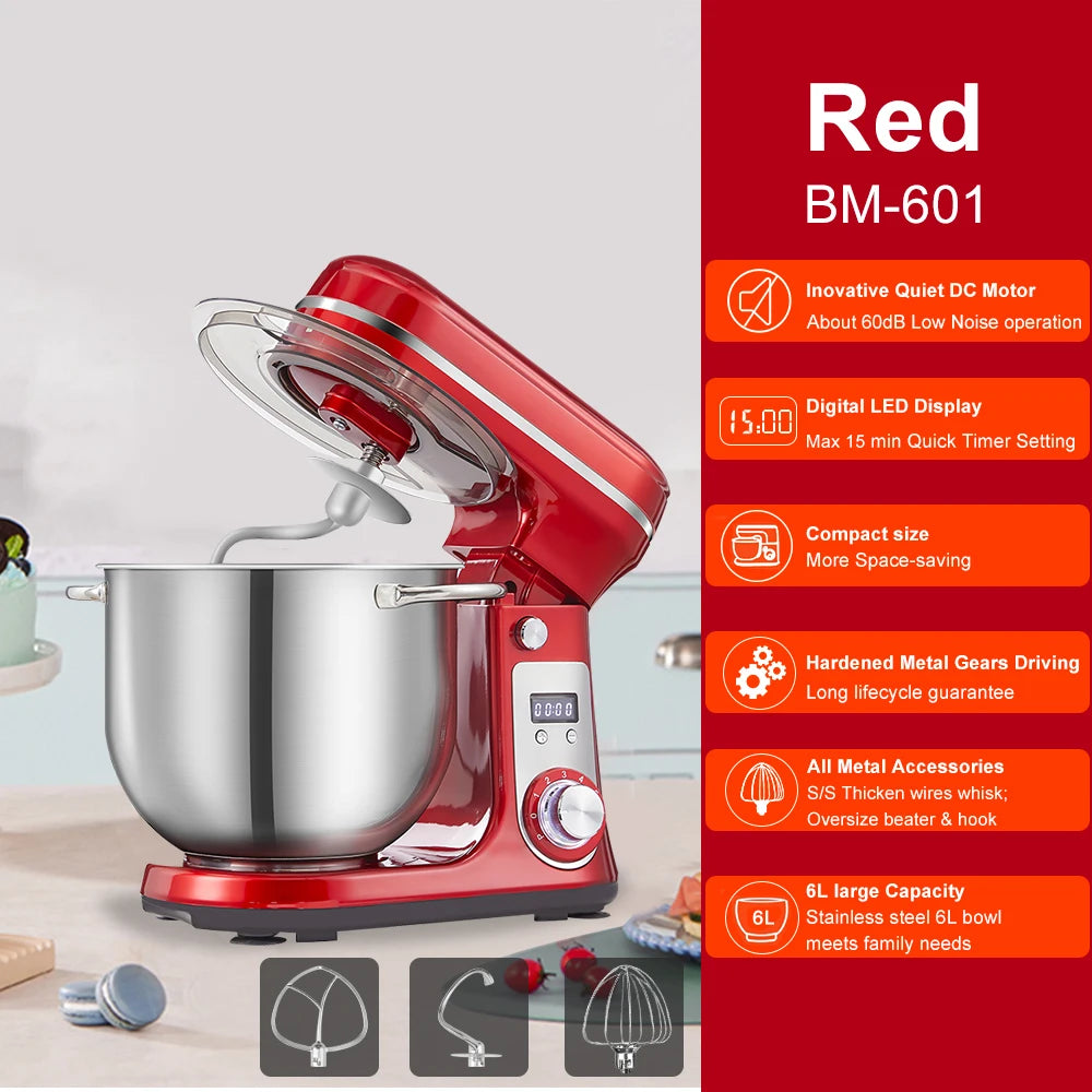 BioloMix Kitchen Stand Mixer With Dough Hook And Whisk