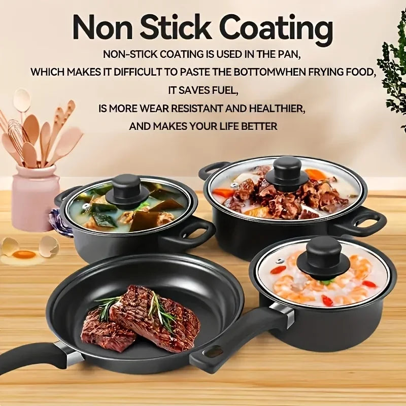 AEHOME Stainless Steel Nonstick Cookware Set For Kitchen And Camping