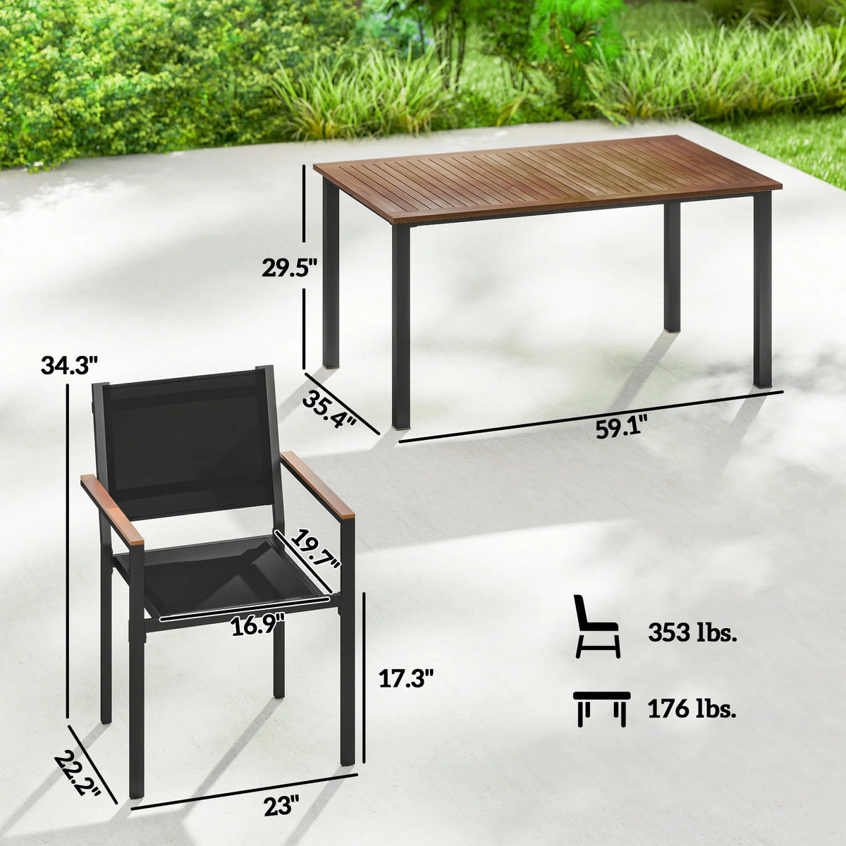 Outsunny Outdoor Acacia Wood Dining Set With Stackable Chairs
