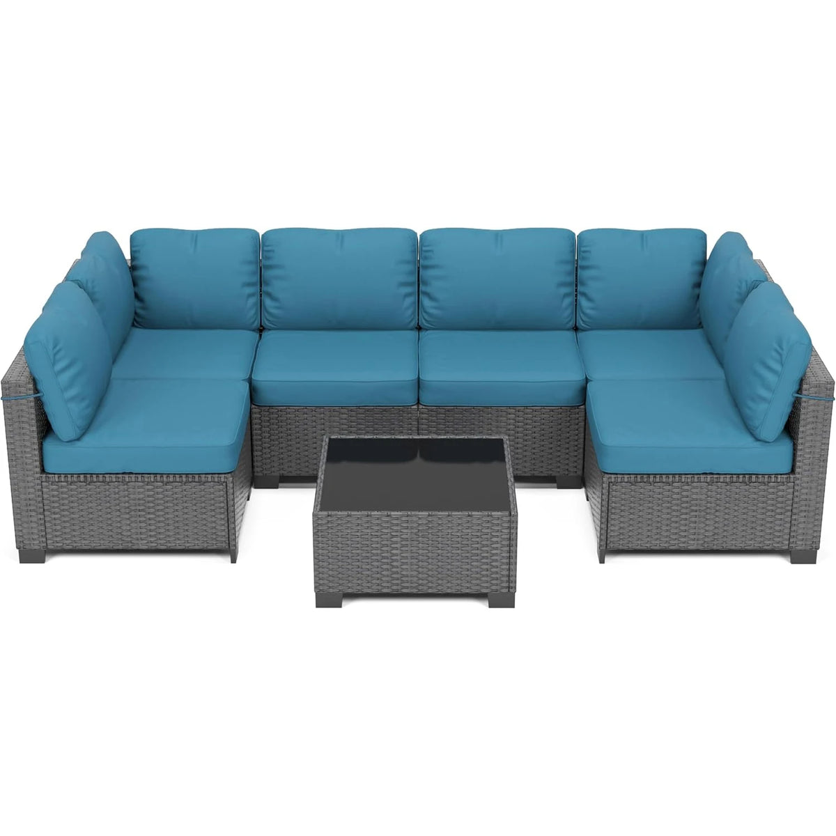 HiMISS Modular PE Rattan Outdoor Sectional Conversation Sofa Set for Garden