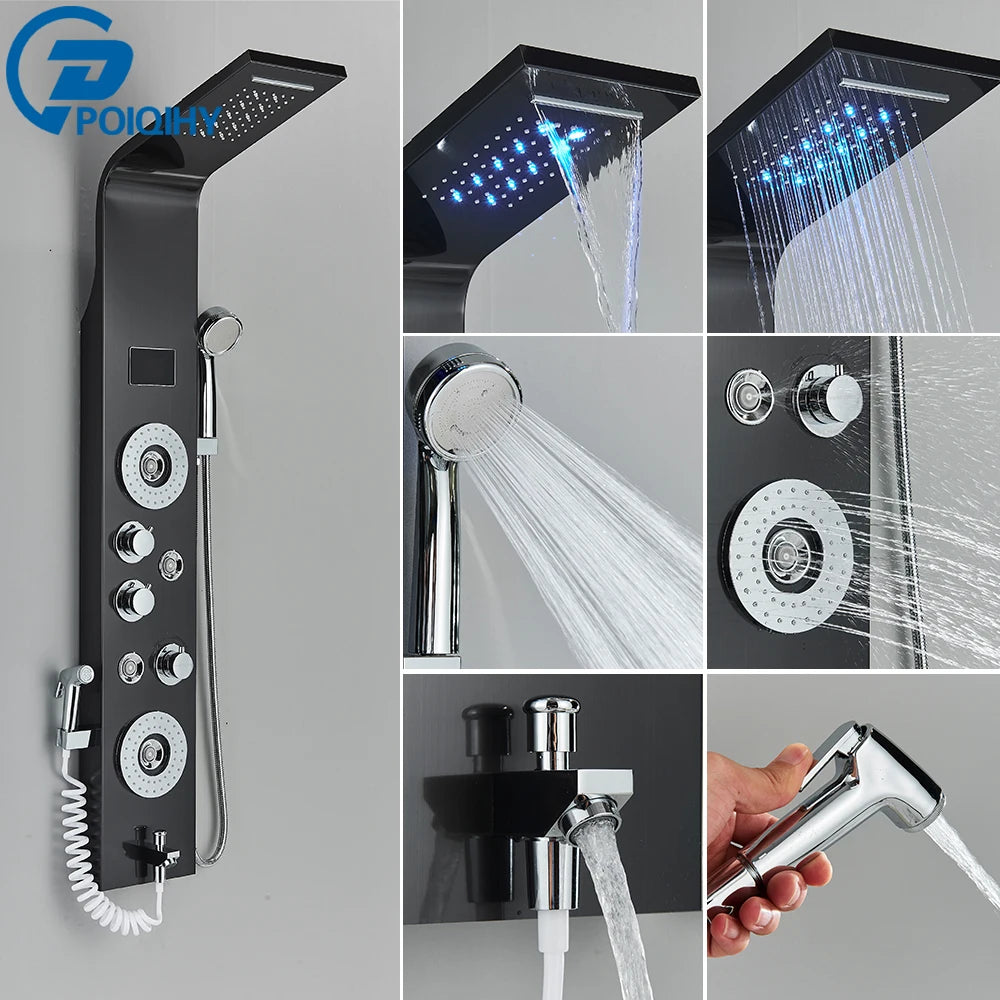 Poiqihy Bathroom Shower System With Mixer Faucet And Handshower