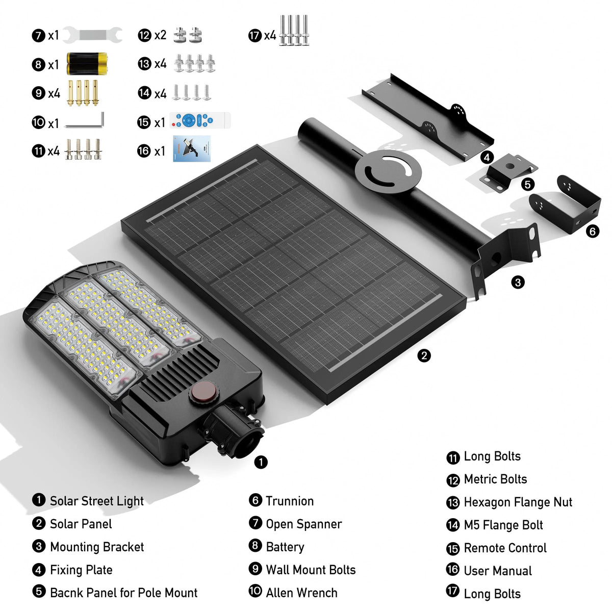 Solar LED Area Light With Motion Sensor Dusk To Dawn Security Lighting