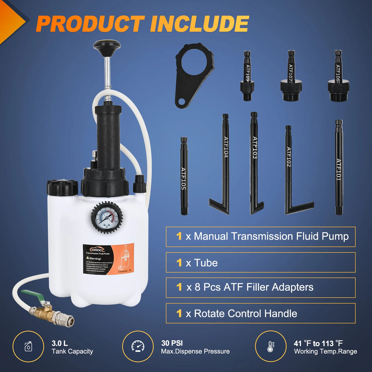 Automotive Manual Transmission Fluid Pump Kit With ATF Filler Adapters