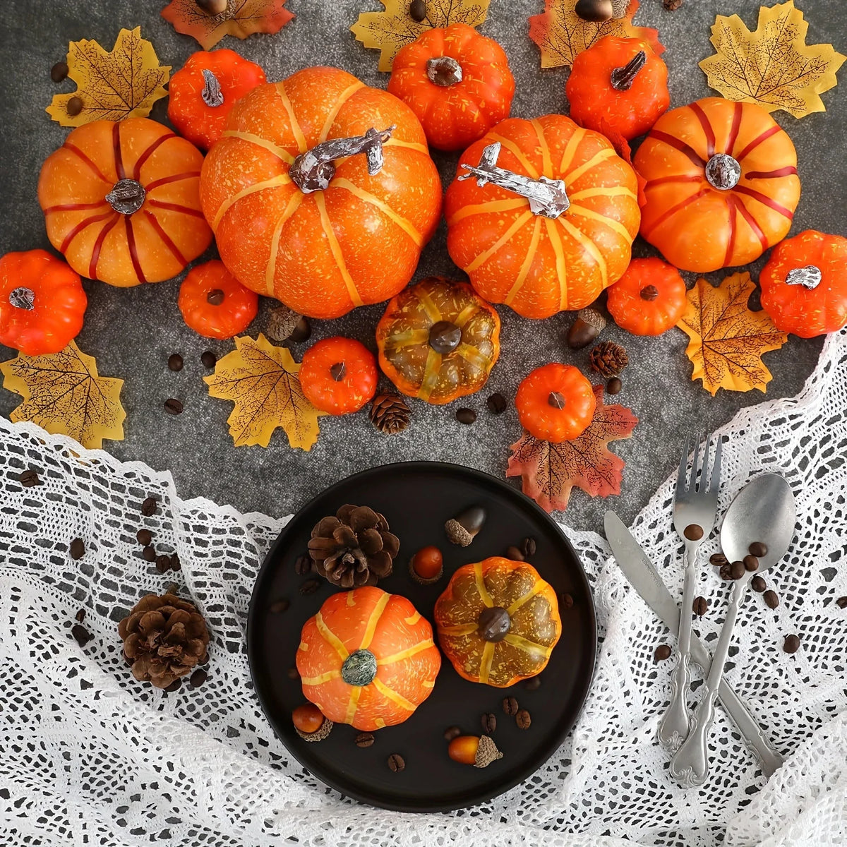 Artificial Pumpkin Harvest Decor For Halloween And Autumn Home Displays