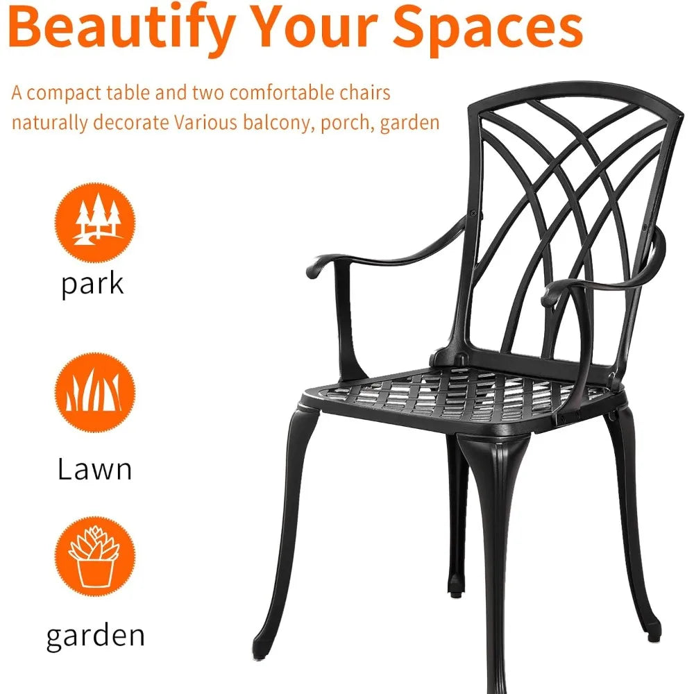 3-Piece Outdoor Bistro Set With Table And Two Patio Chairs