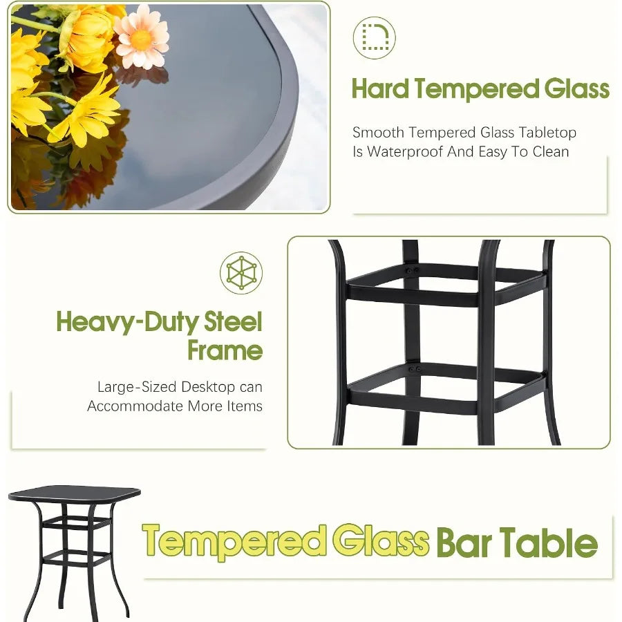 Outdoor Patio Swivel Bar Set for Garden and Poolside Dining