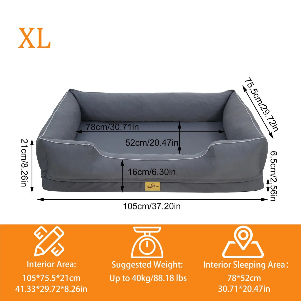 BINGOPAW Orthopedic Dog Bed With Washable Cover And Bolsters