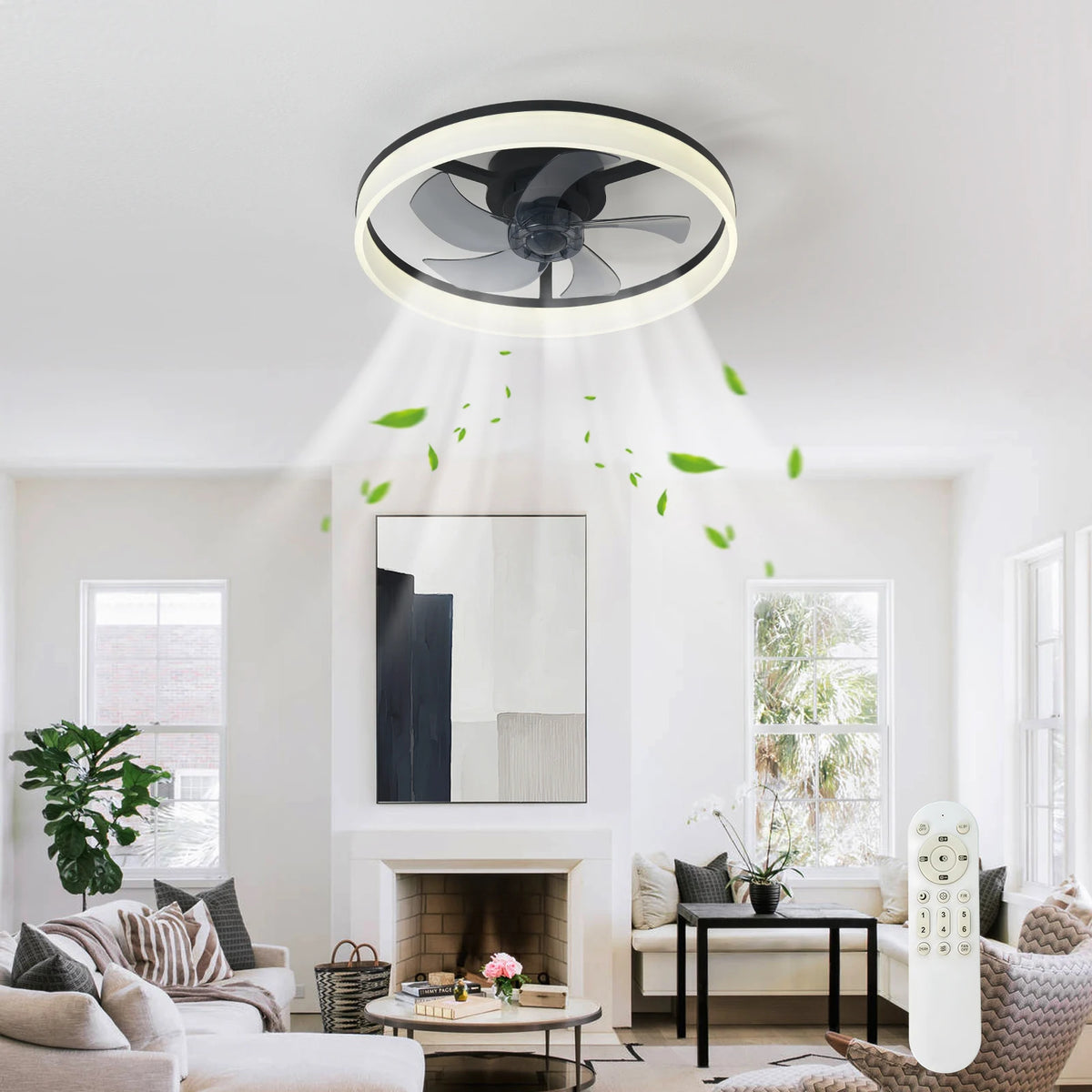 Slim Ceiling Fan With Dimmable LED Light And Remote Control