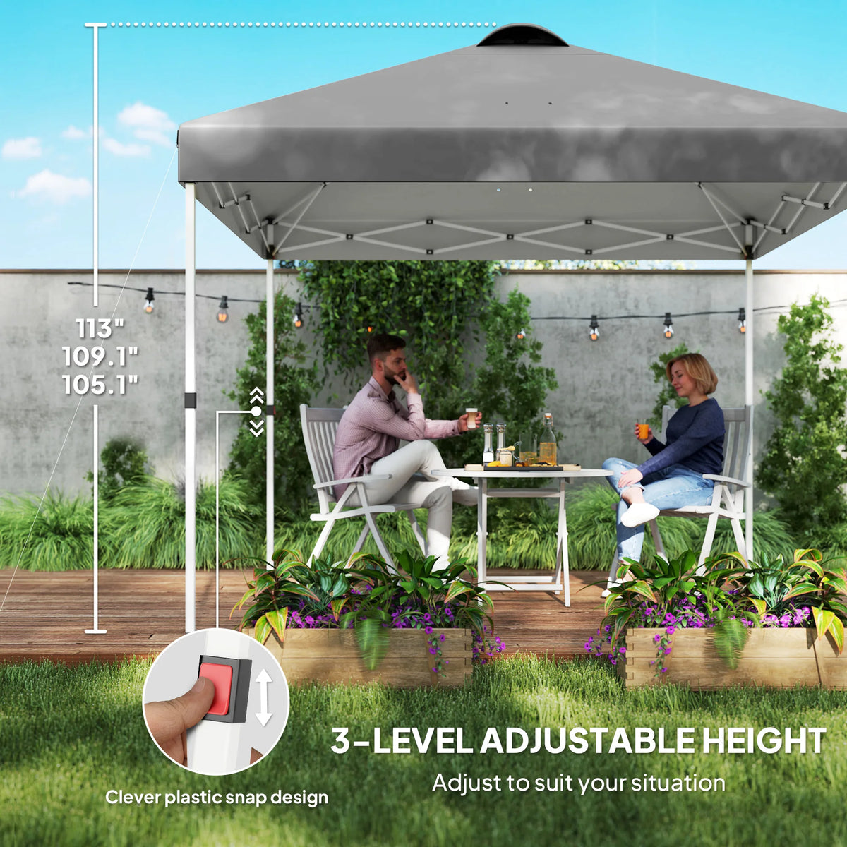 Outsunny Outdoor Pop Up Canopy Tent With Two Half Sidewalls