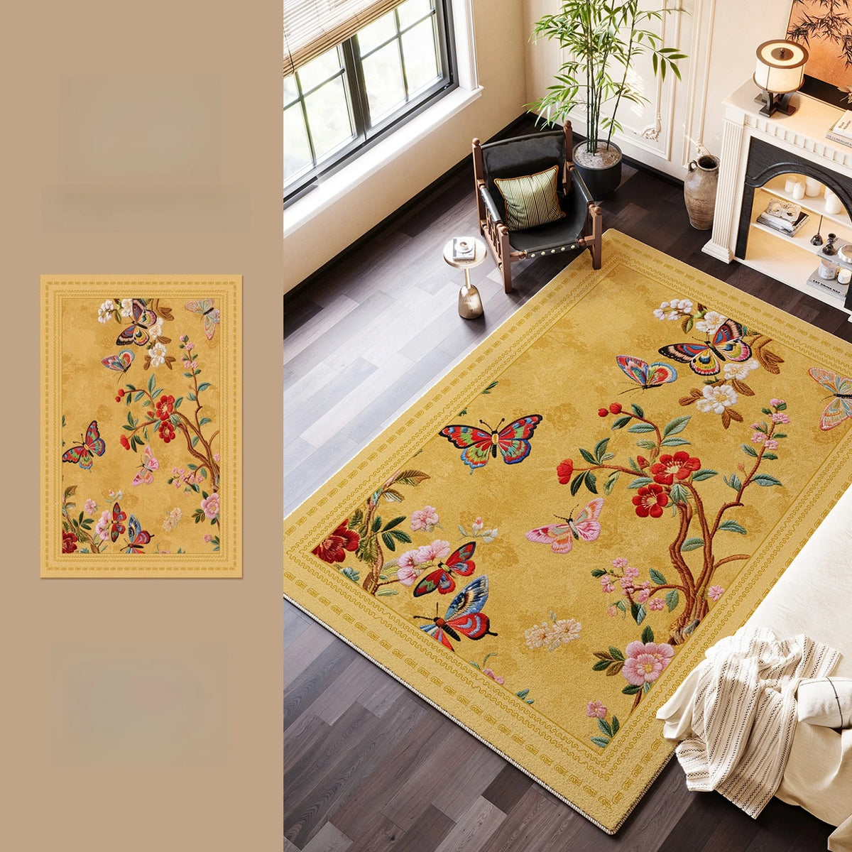 French Style Carpets for Living Room Fluffy Soft Cloakroom Rug Flower Pattern Bedroom Decor Carpet Thick Plush Lounge Floor Mat