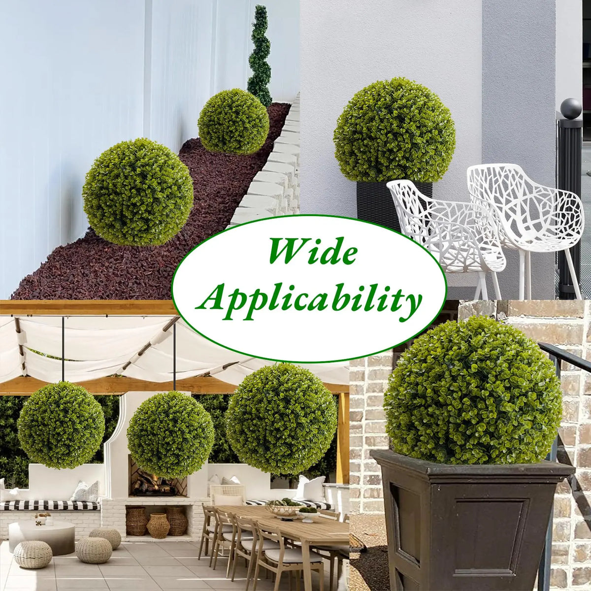 Studyset Artificial Cedar Topiary Balls Set for Outdoor Decor