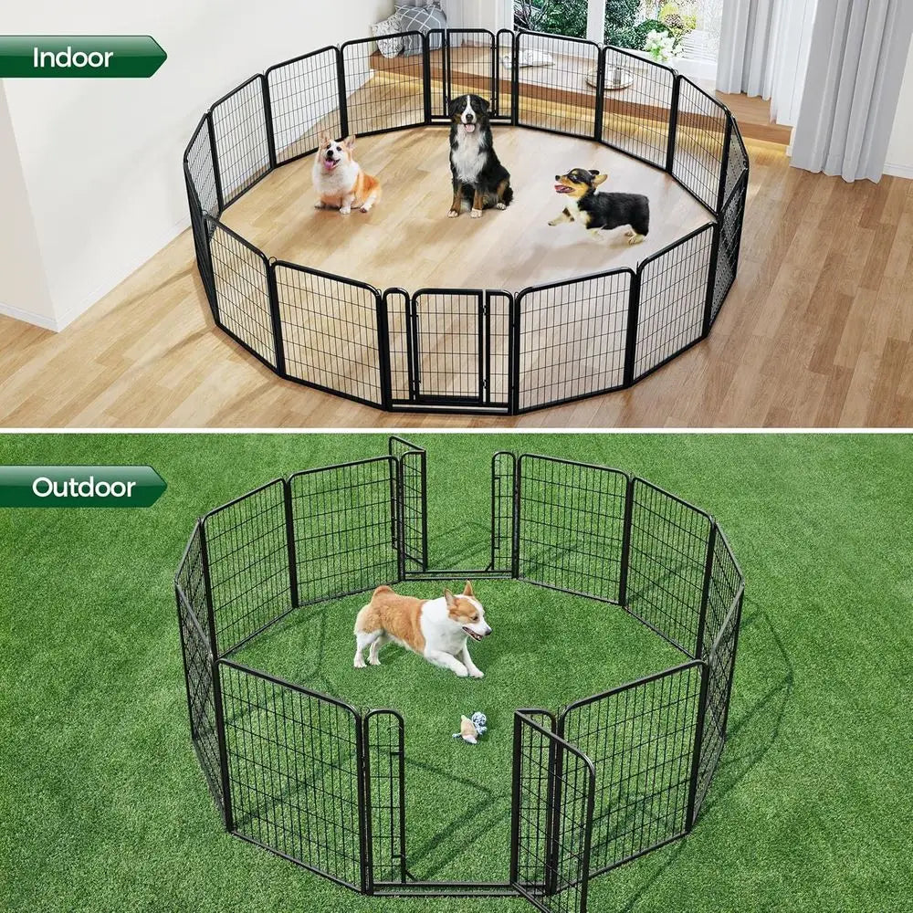 Metal Dog Playpen with Secure Door for Indoor Outdoor Use