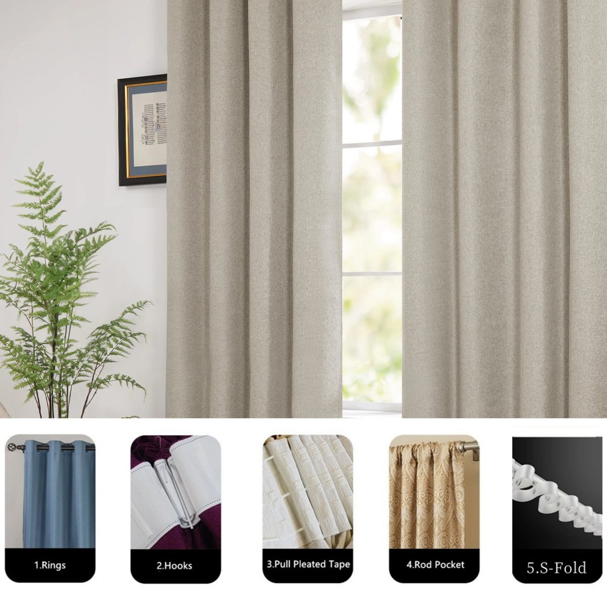 Blackout Soundproof Curtains For French Windows And Bedrooms