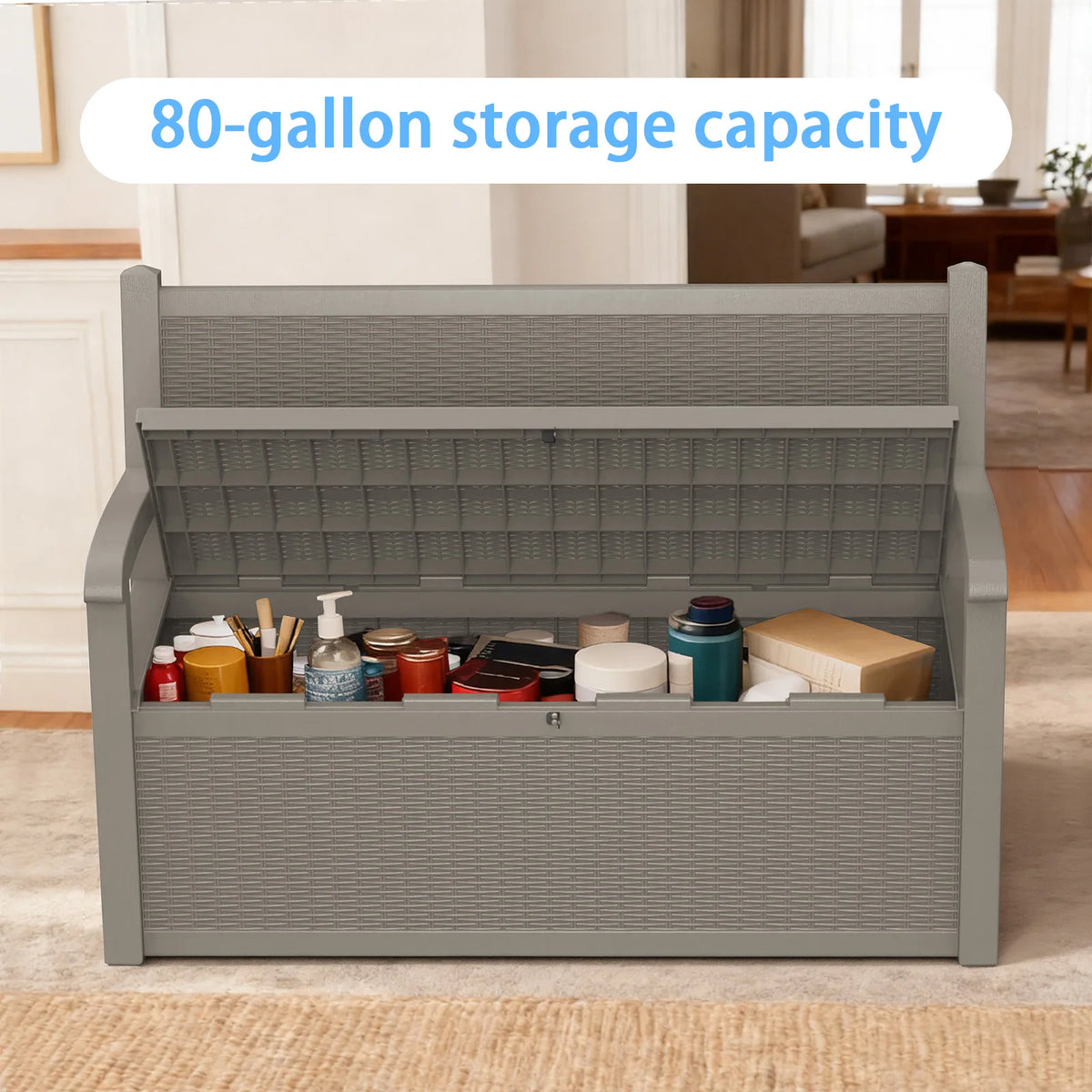 Weatherproof Outdoor Storage Bench With Resin Patio Storage Box