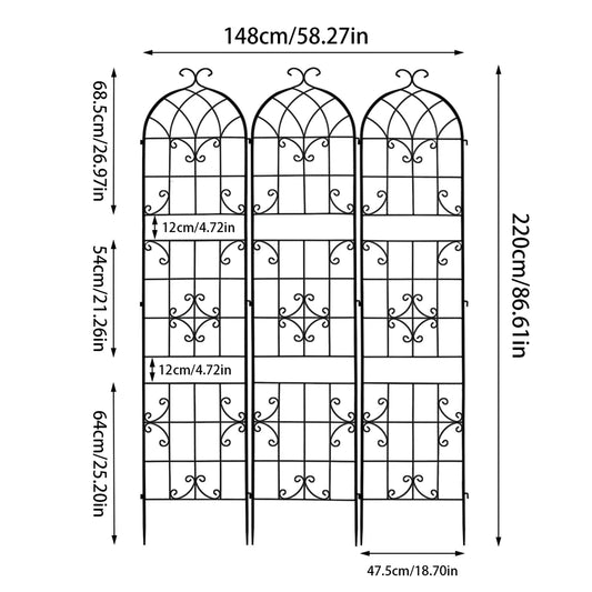 Metal Garden Trellis for Climbing Plants Vines and Outdoor Support