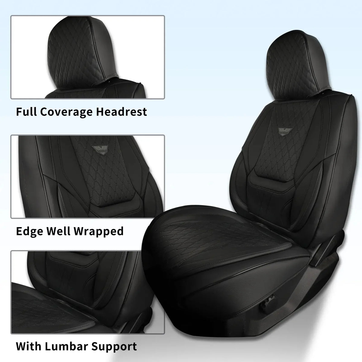 EKR Semi-Custom Waterproof Leather Pickup Truck Seat Covers