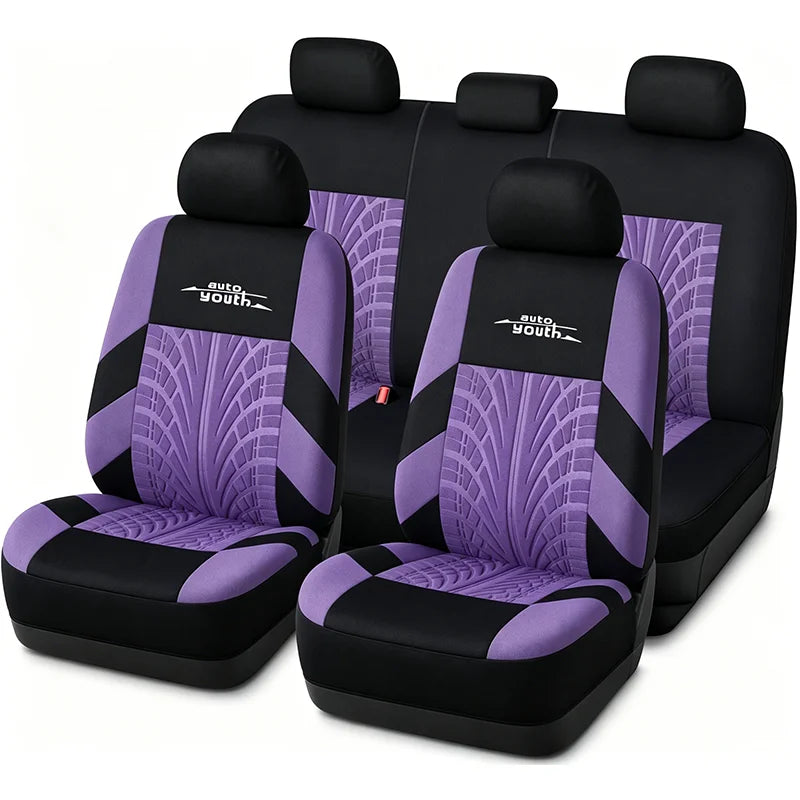 AUTOYOUTH Embroidered Tire Track Universal Car Seat Covers