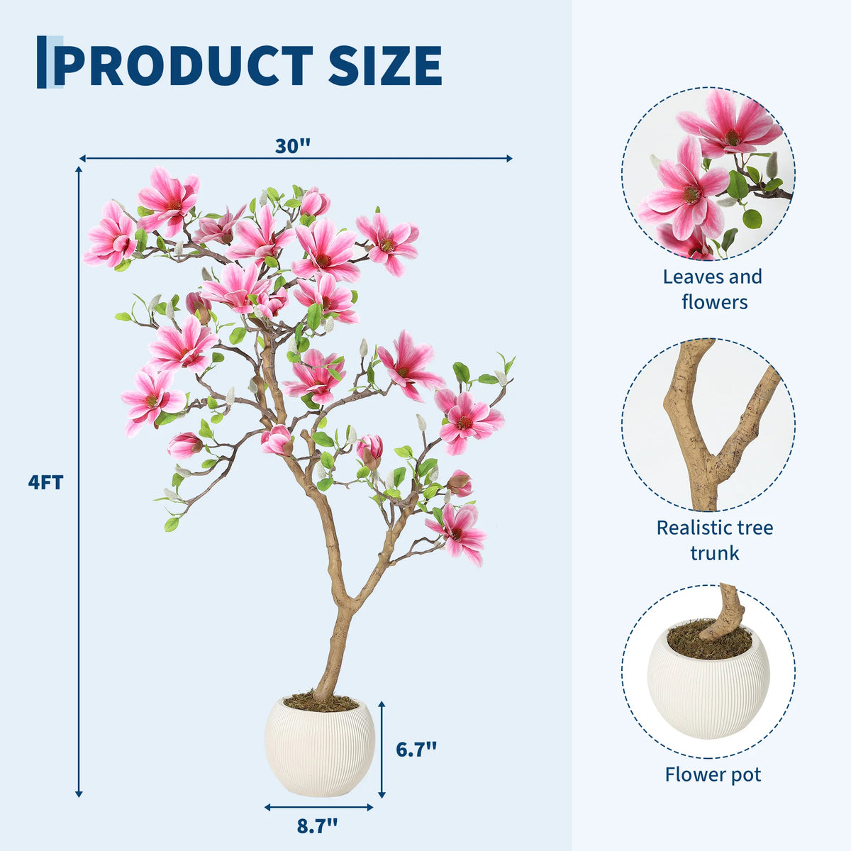 HiMISS Artificial Magnolia Tree For Indoor Home Decor