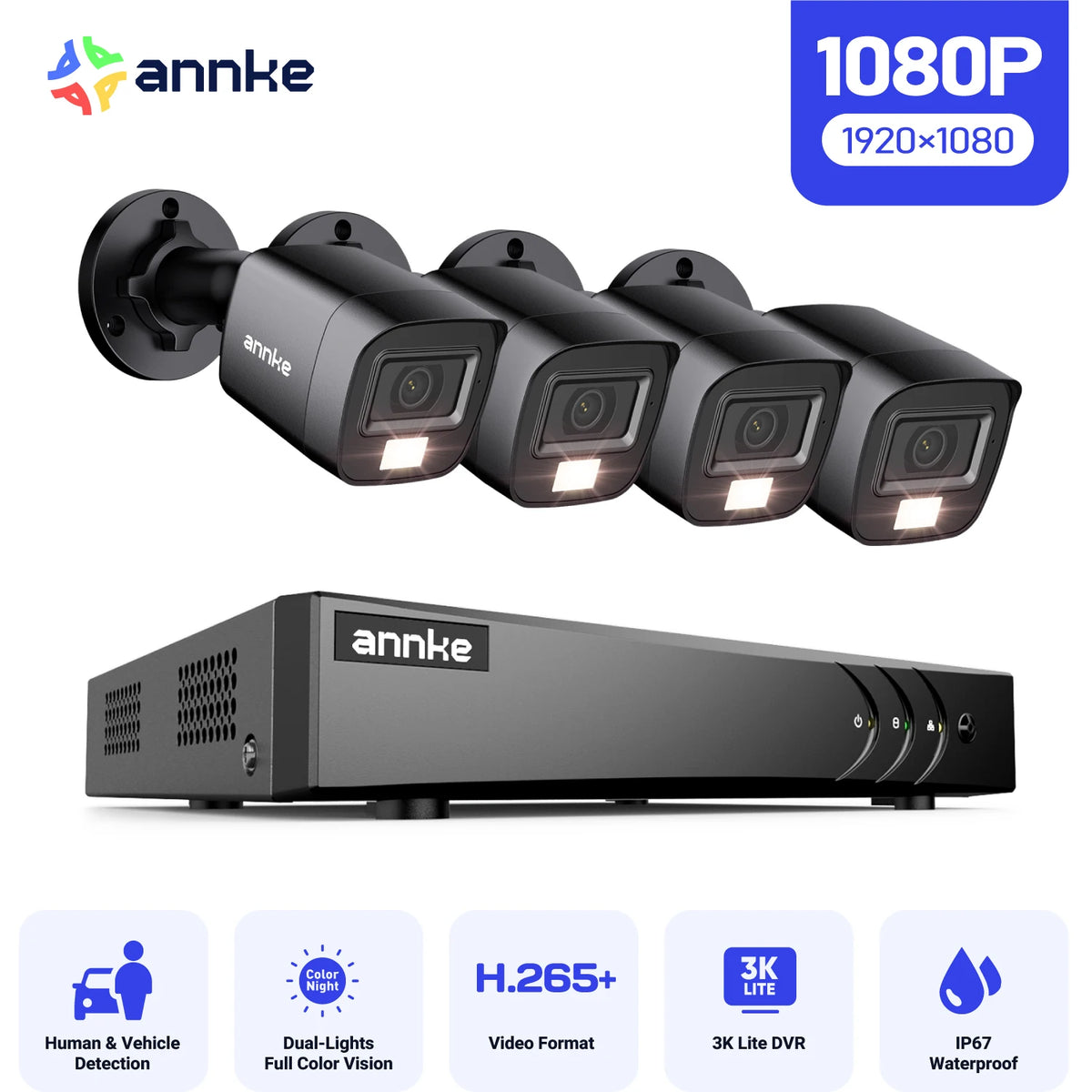 ANNKE Wired Security Camera System With AI Human Vehicle Detection