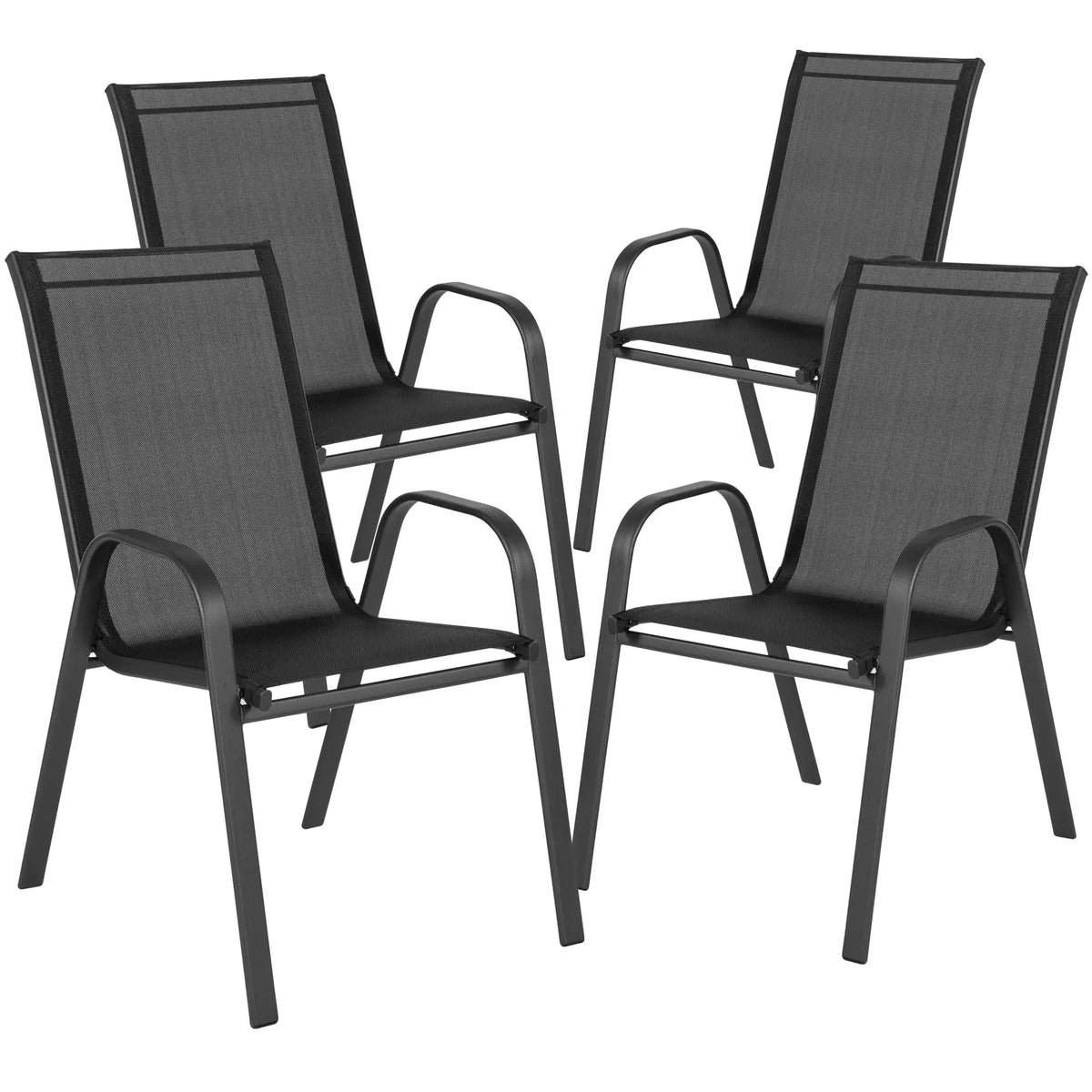 Homfa Stackable Metal Frame Textilene Outdoor Patio Dining Chair Set