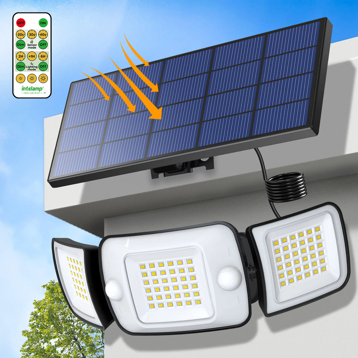 Intelamp Outdoor Solar LED Wall Light With Motion Sensors