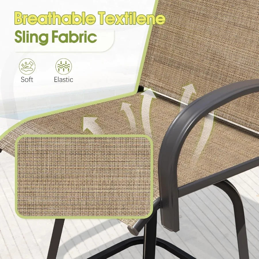 Outdoor Patio Swivel Bar Set for Garden and Poolside Dining