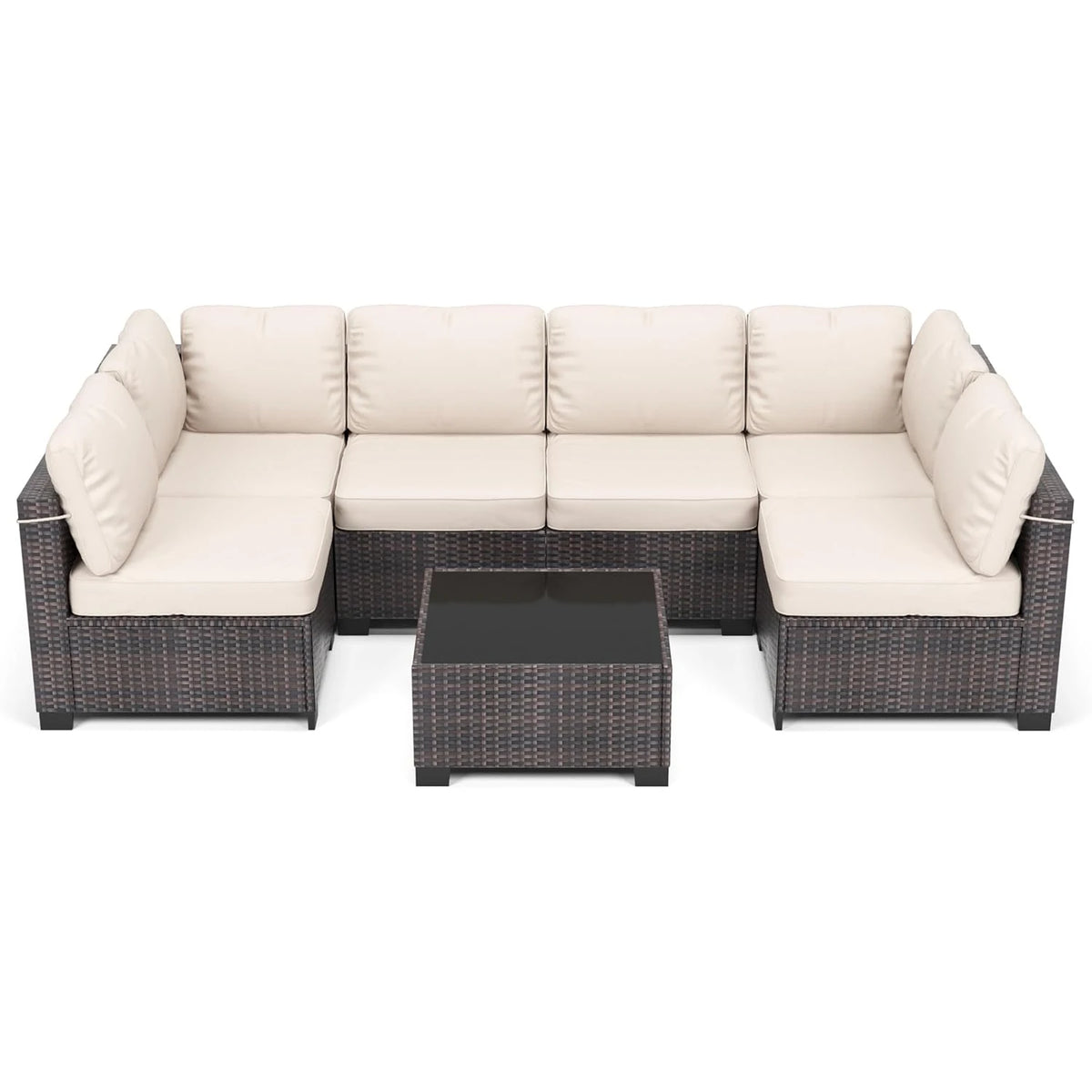 HiMISS Modular PE Rattan Outdoor Sectional Conversation Sofa Set for Garden