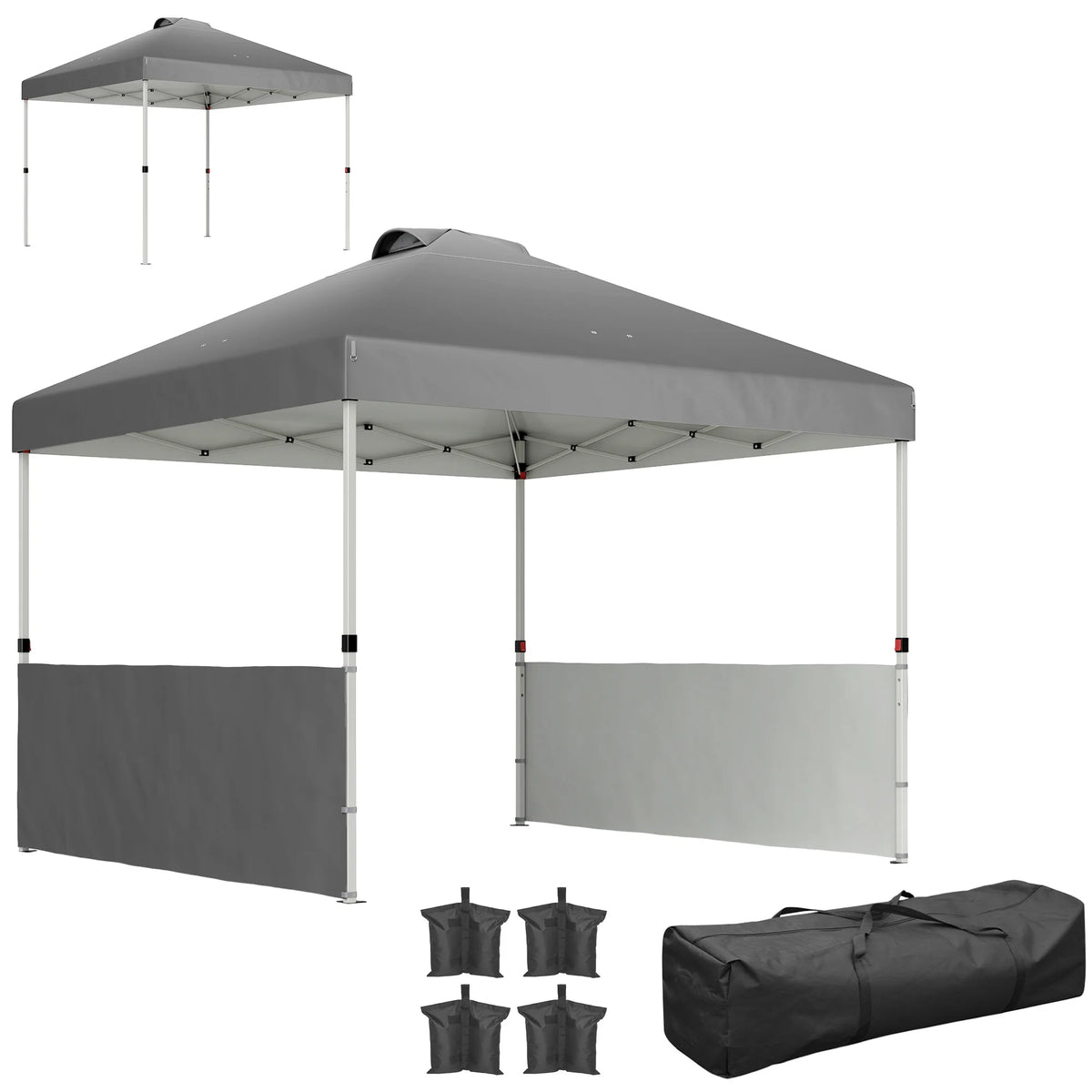 Outsunny Outdoor Pop Up Canopy Tent With Two Half Sidewalls