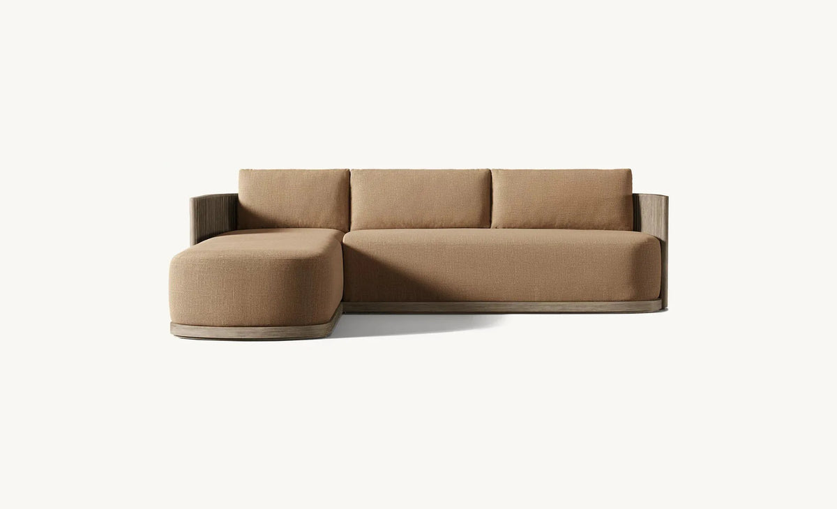 Outdoor Teak Patio Sectional Sofa Set With Waterproof Cushions