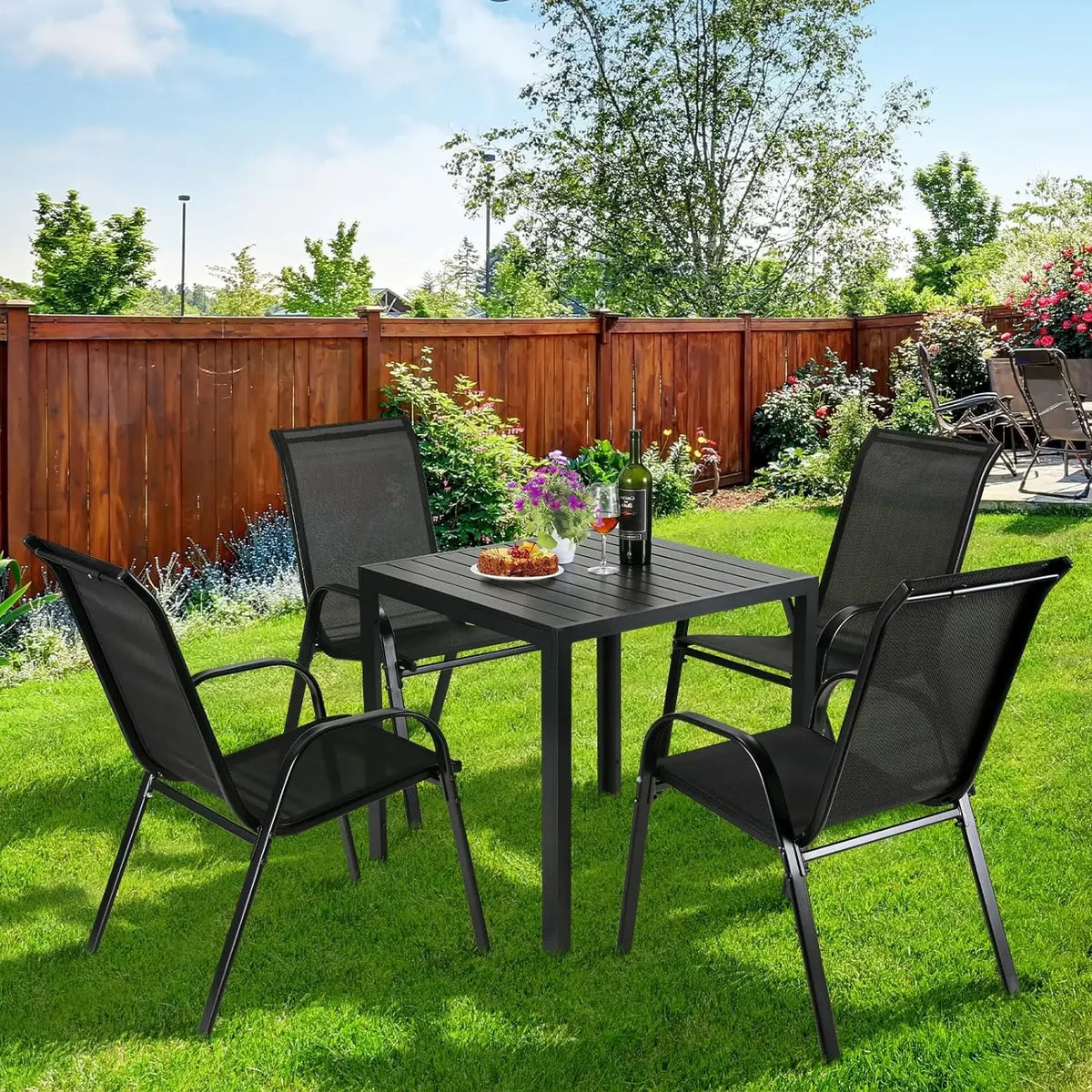 Folding Steel Frame Garden Chairs With Breathable Teslin Fabric